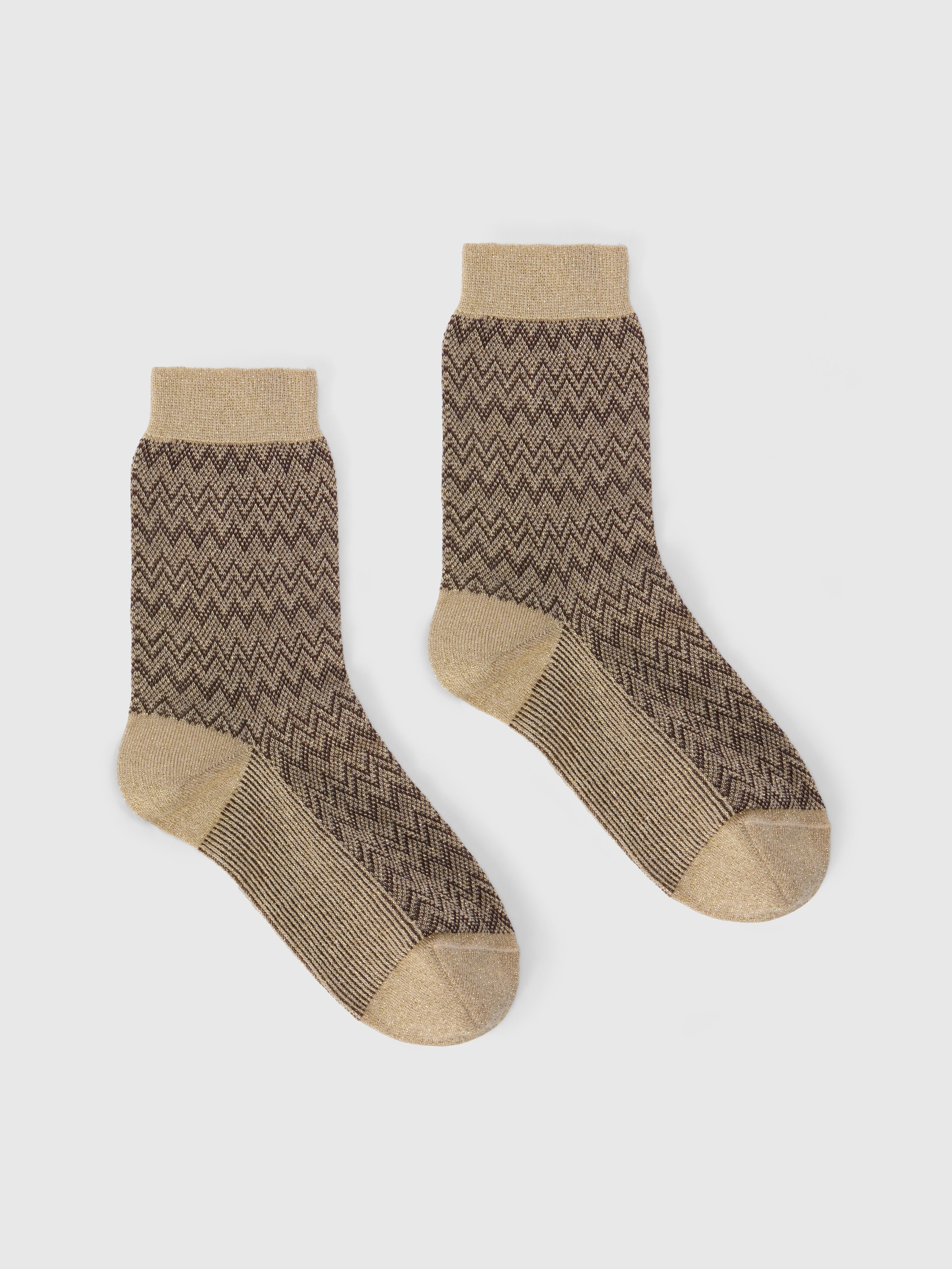 Short lamé knit socks with zigzag pattern Multicoloured | Missoni