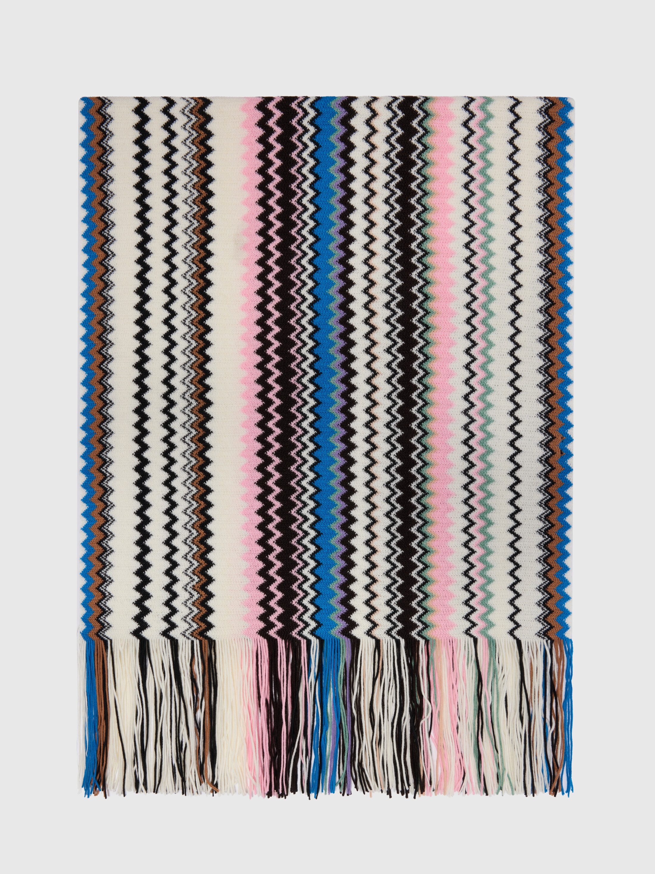 Missoni - charpe en laine mlange zig zag avec franges Femme Multicolore Taille UNIC 160$