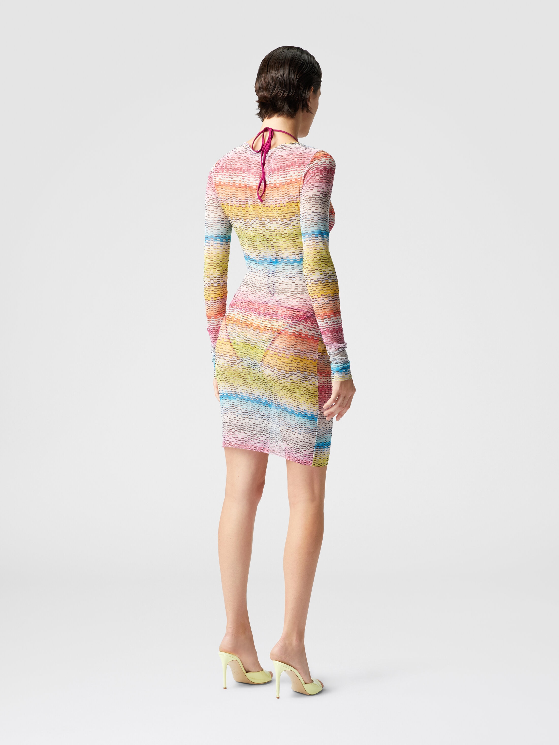 Long-sleeved dress in printed tulle Multicoloured | Missoni