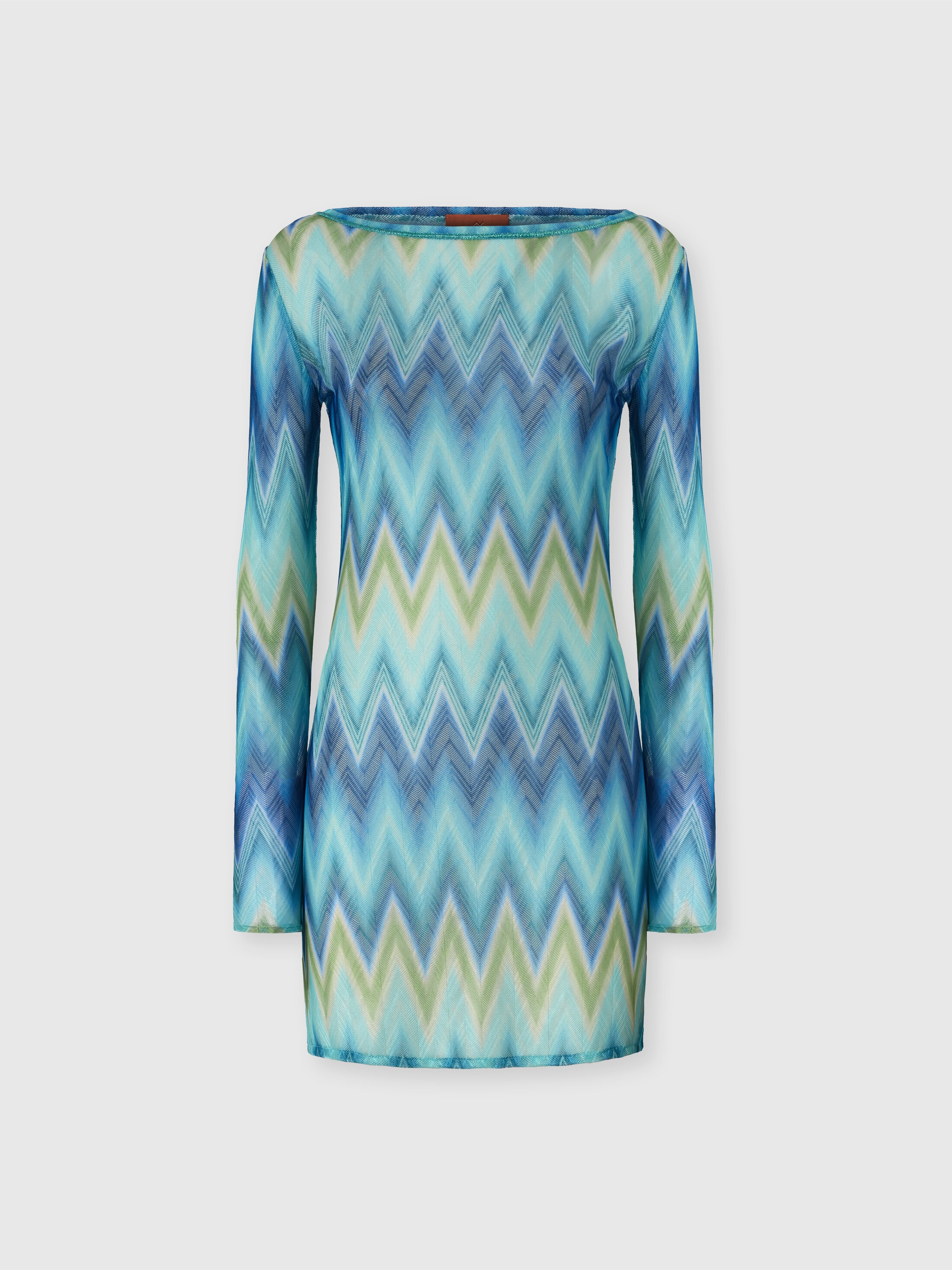 Long Sleeve T-Shirt with Faded Striped Pattern Blue & Green