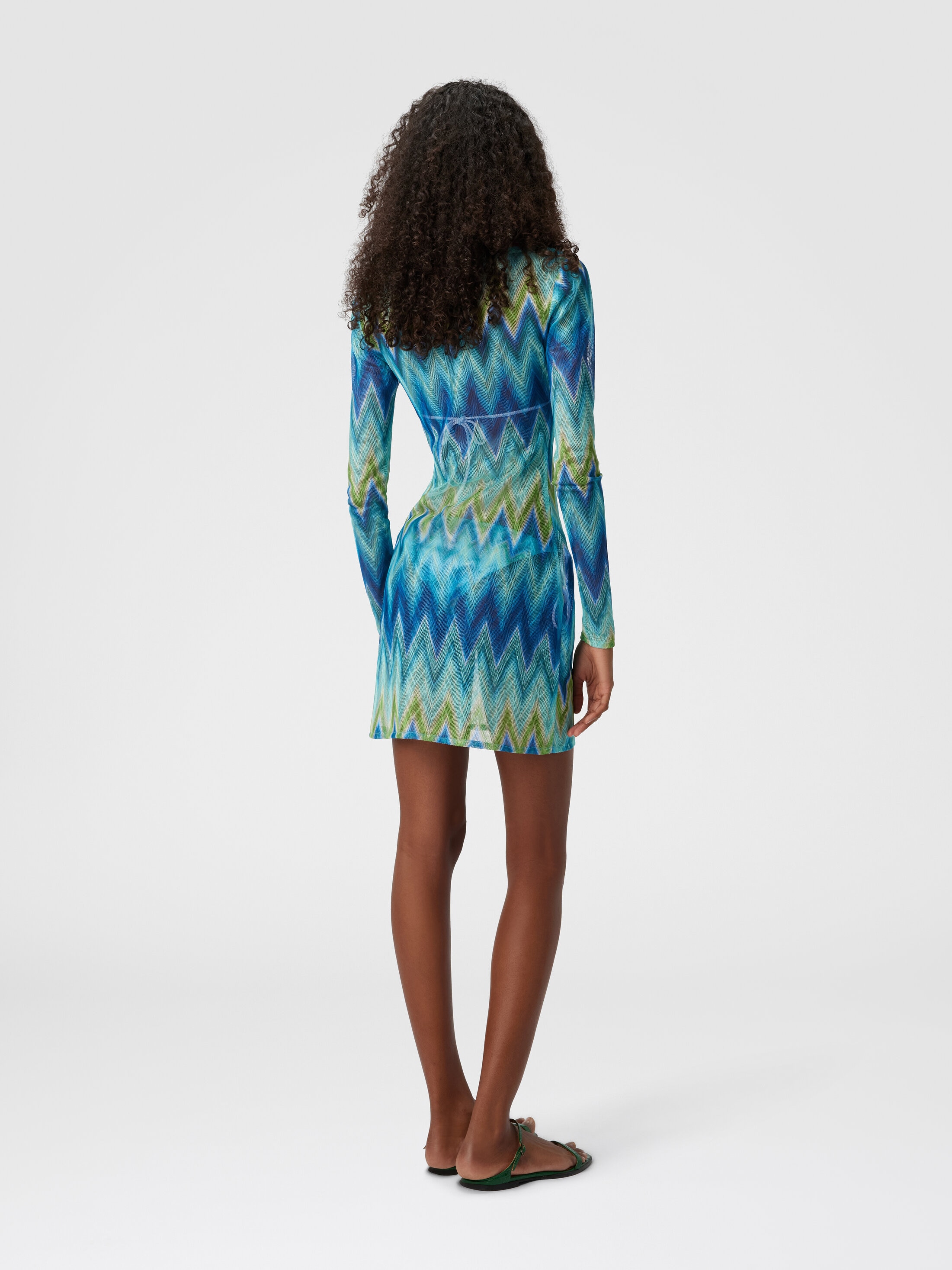 Long Sleeve T-Shirt with Faded Striped Pattern Blue & Green