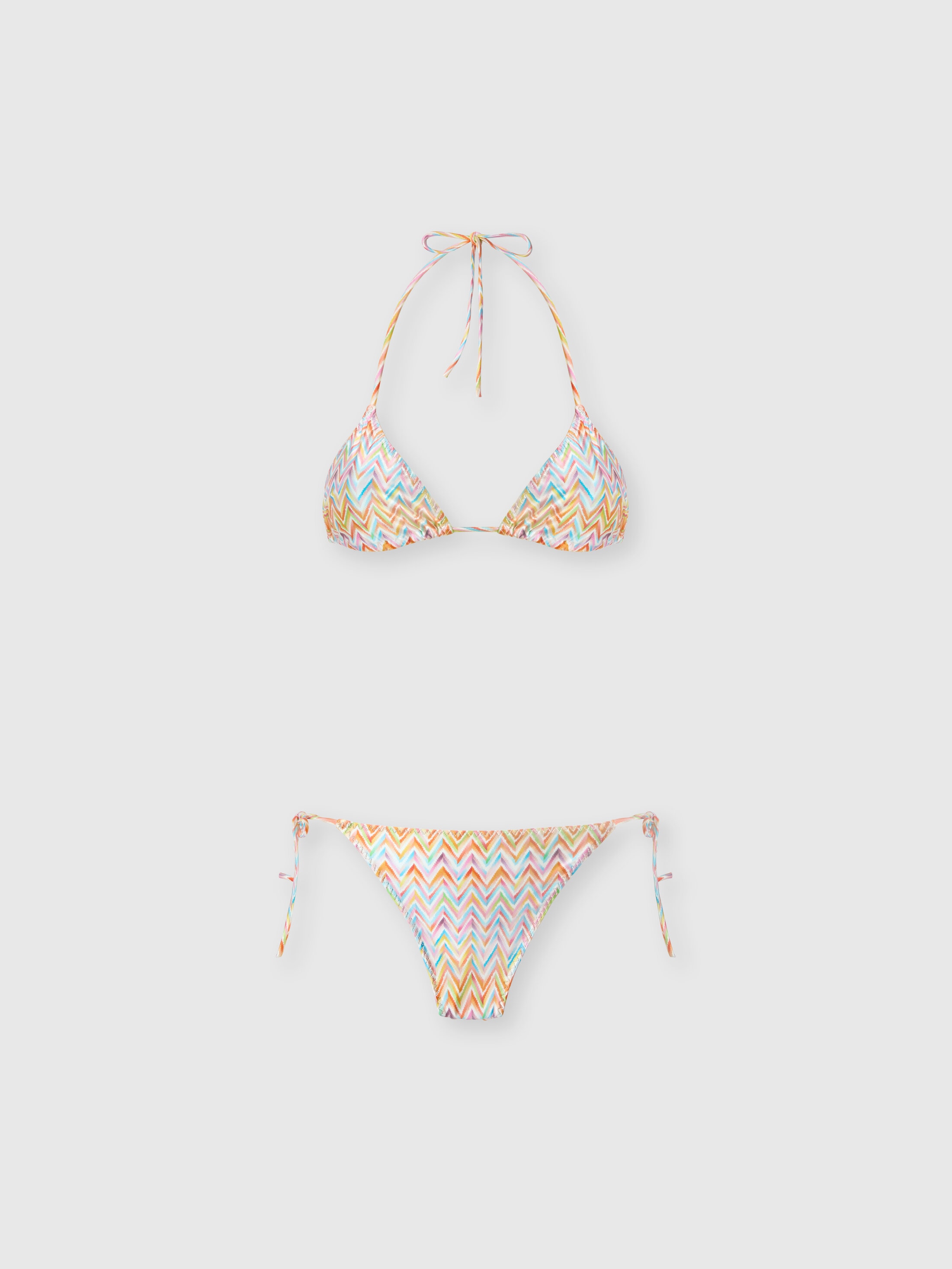 Missoni Triangle Bikini With Zigzag Pattern And Adjustable Ties In Multi
