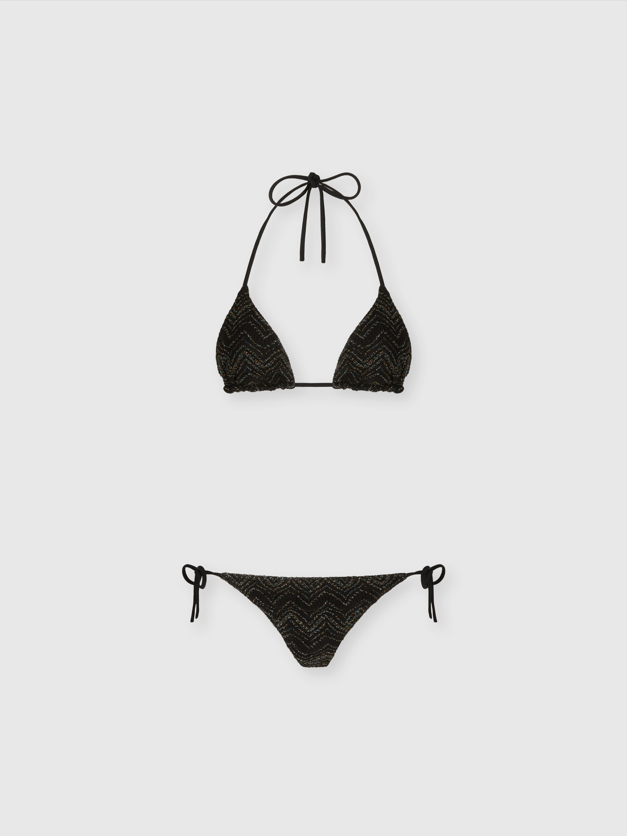 Missoni Zigzag-knit Bikini Set In Black,lamé