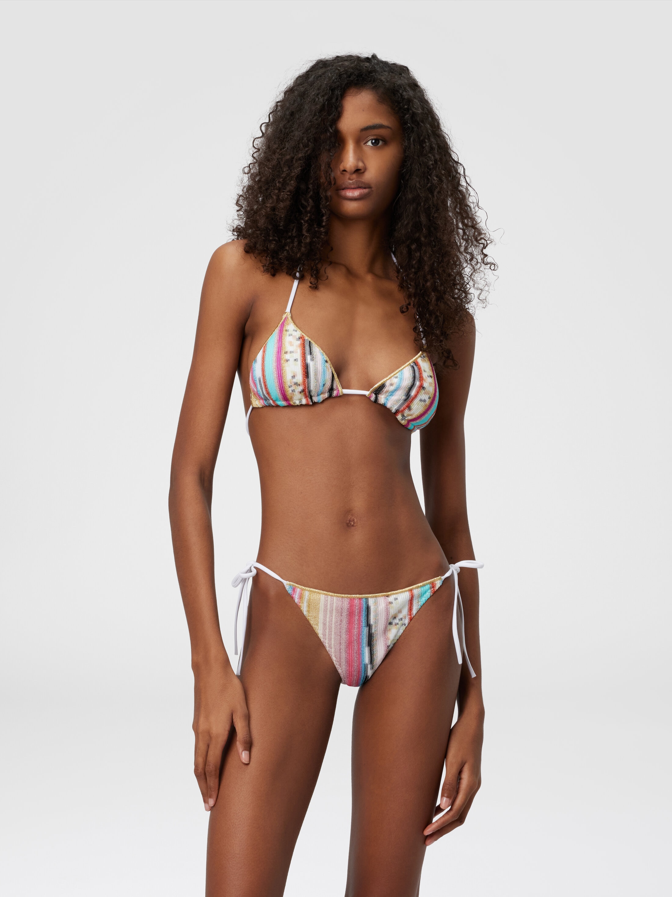 Lamé slub viscose triangle bikini Multicoloured | Missoni