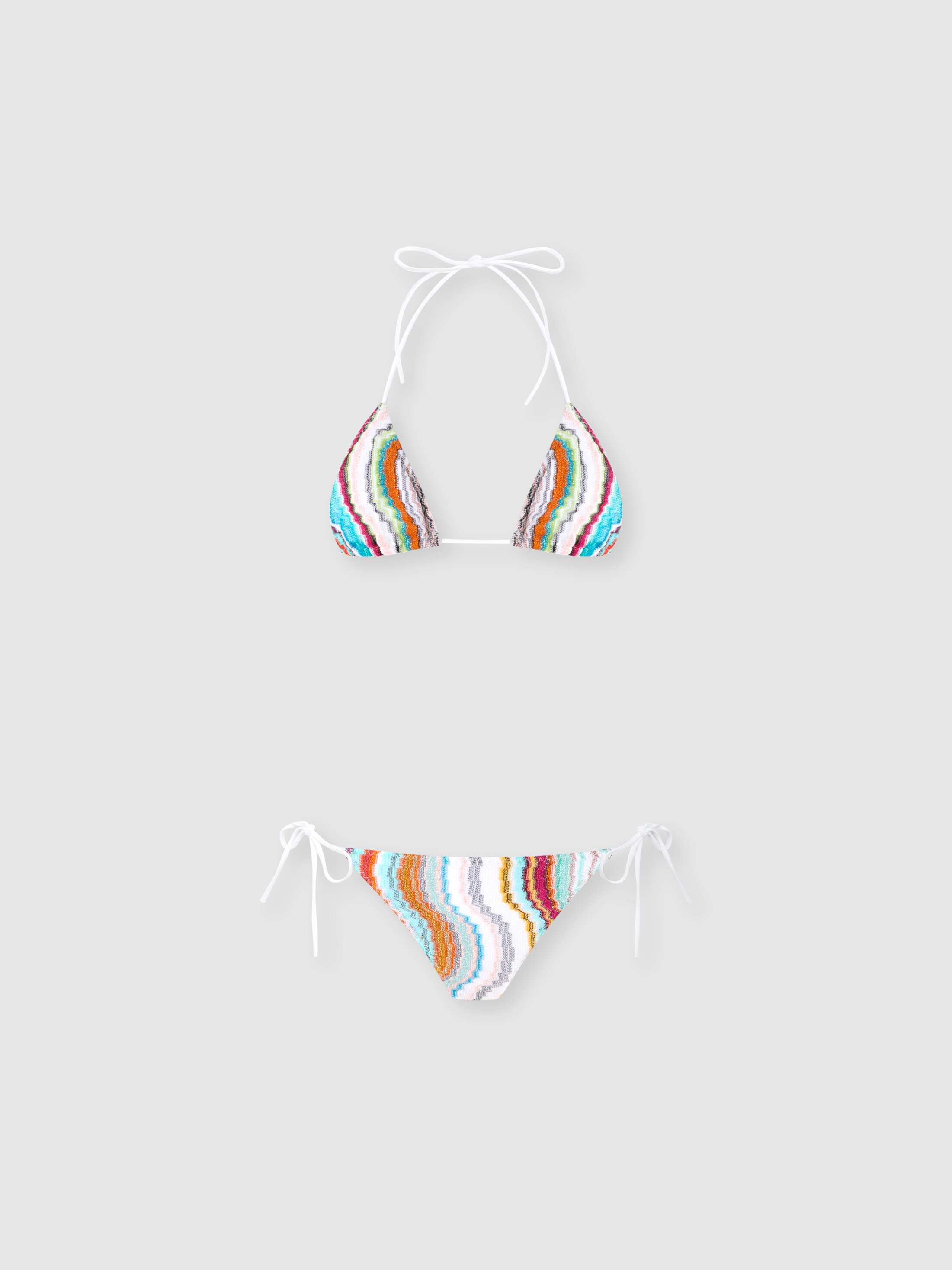 Shop Missoni Triangel-bikini Mit Lamé-wellenmotiv In Multicoloured