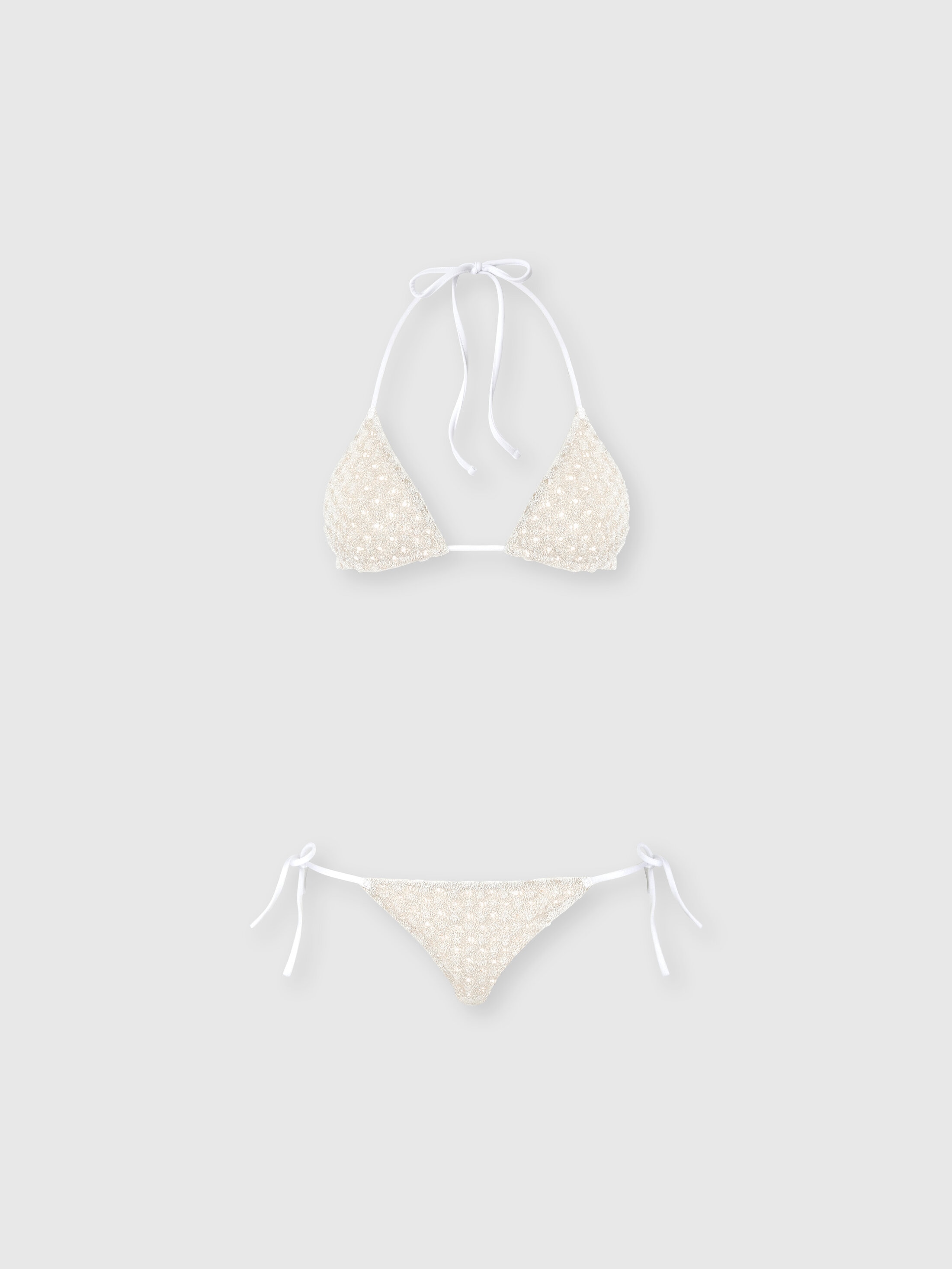 Missoni Donna Bianco - Bikini A Triangolo In Viscosa Lamé Lavorazione Raschel, Taglia: 42