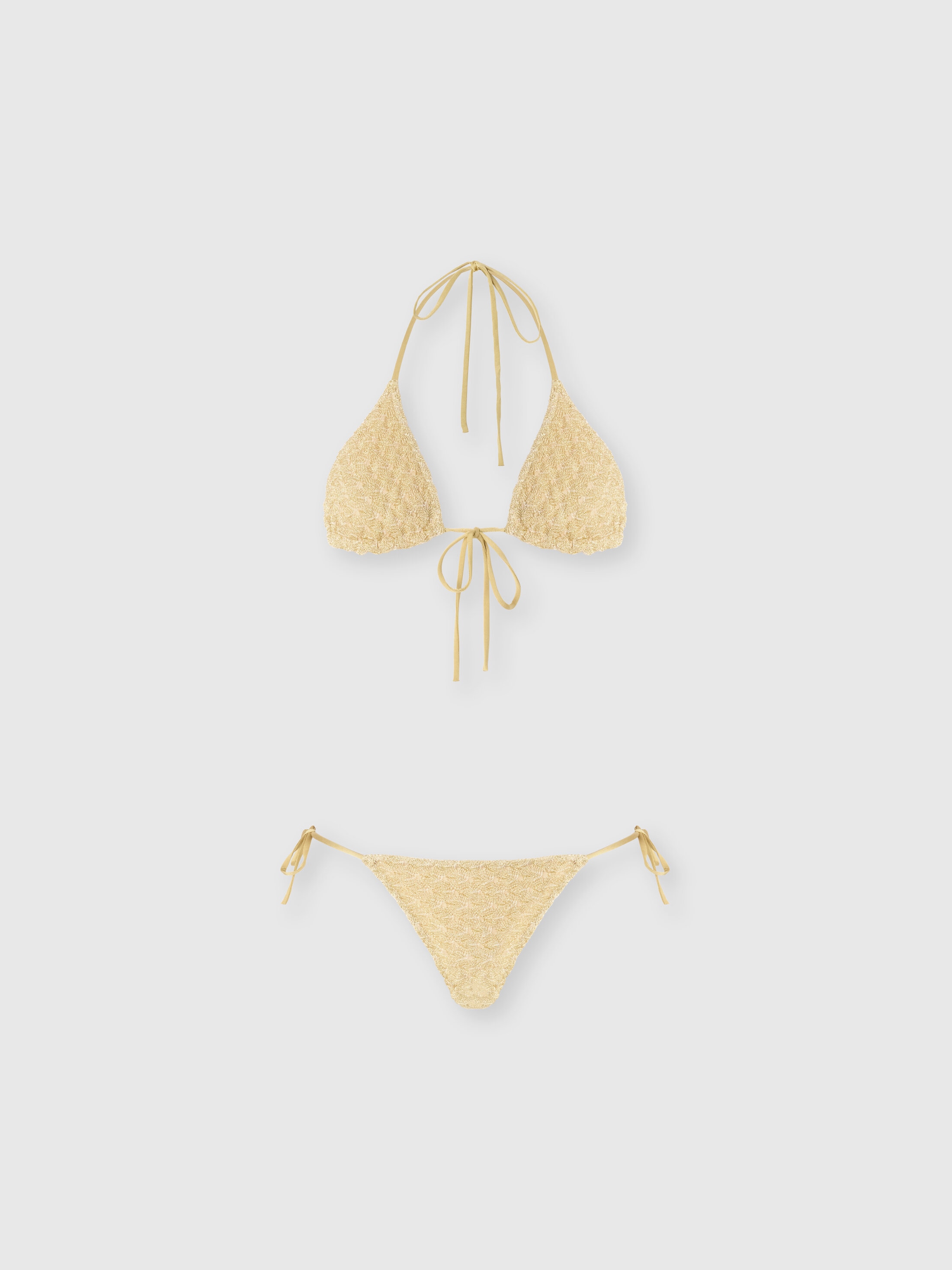 Missoni - Bikini triangle en viscose lam avec travail raschel Femme Or Taille 38 390 €