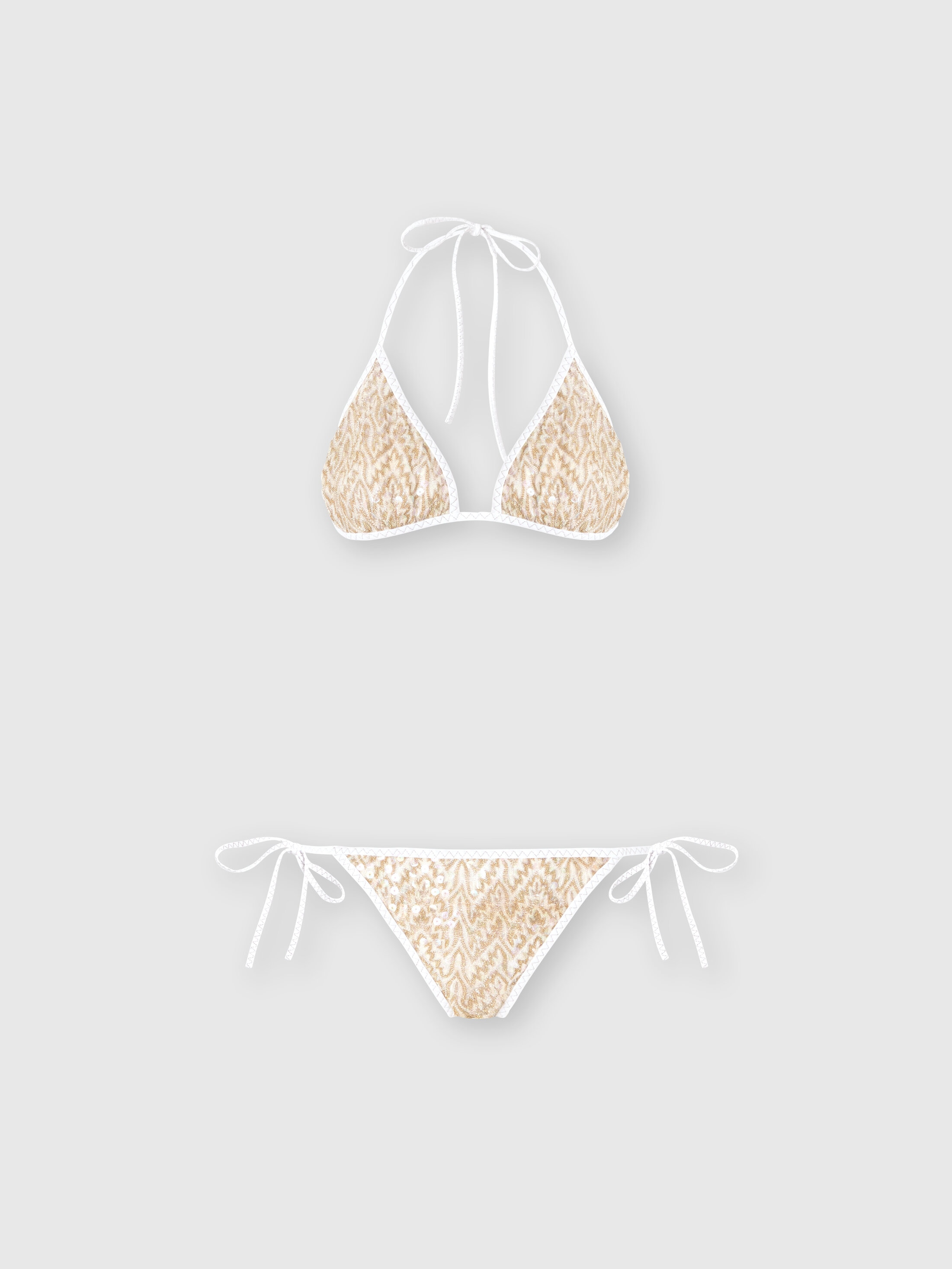 Missoni - Bikini en viscose lam motif dentelle avec paillettes Femme Or Blanc Taille 40 550 €
