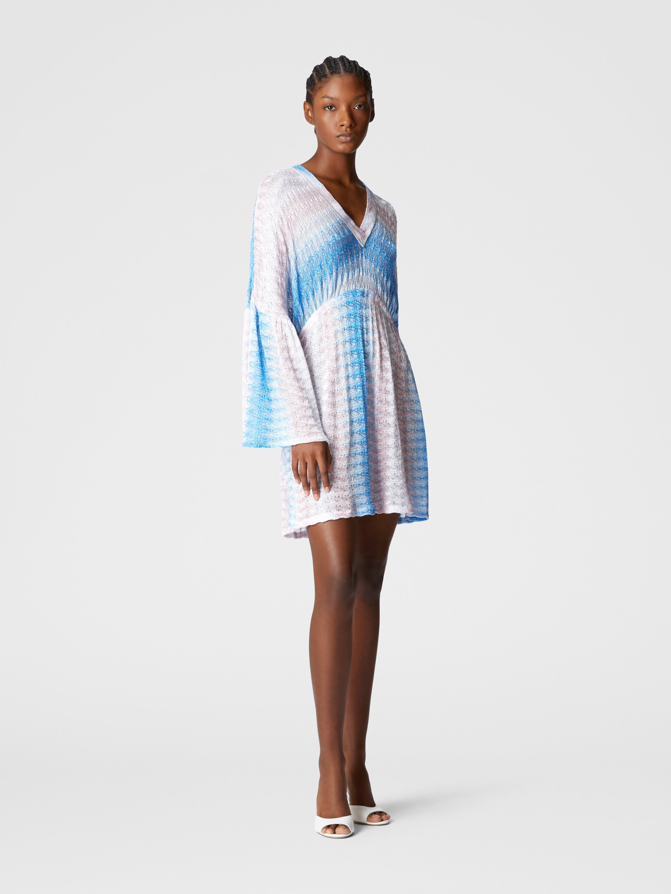 Short cover-up with dégradé lace Blue & Pink | Missoni