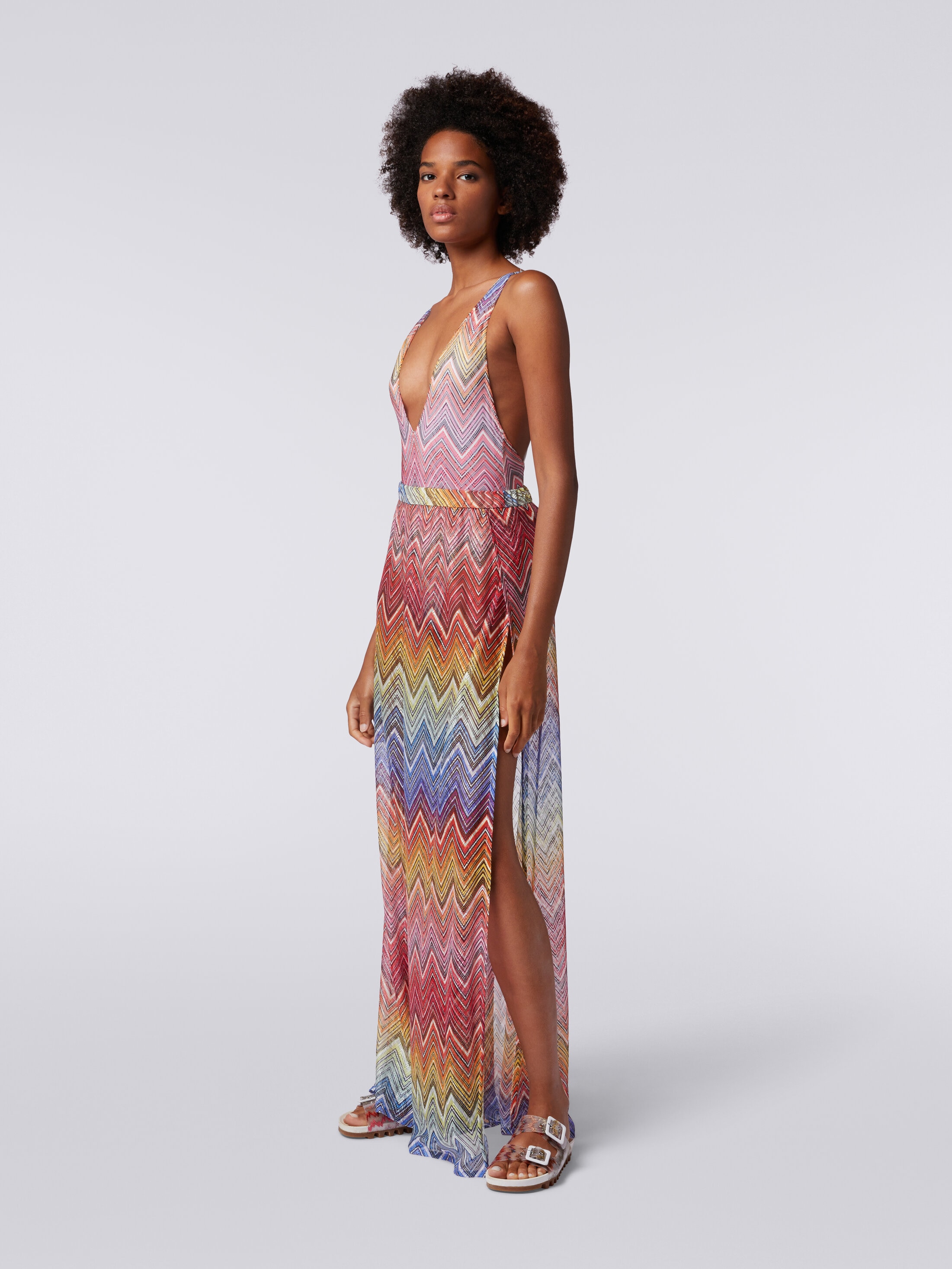 Cover up trousers in zigzag print fabric