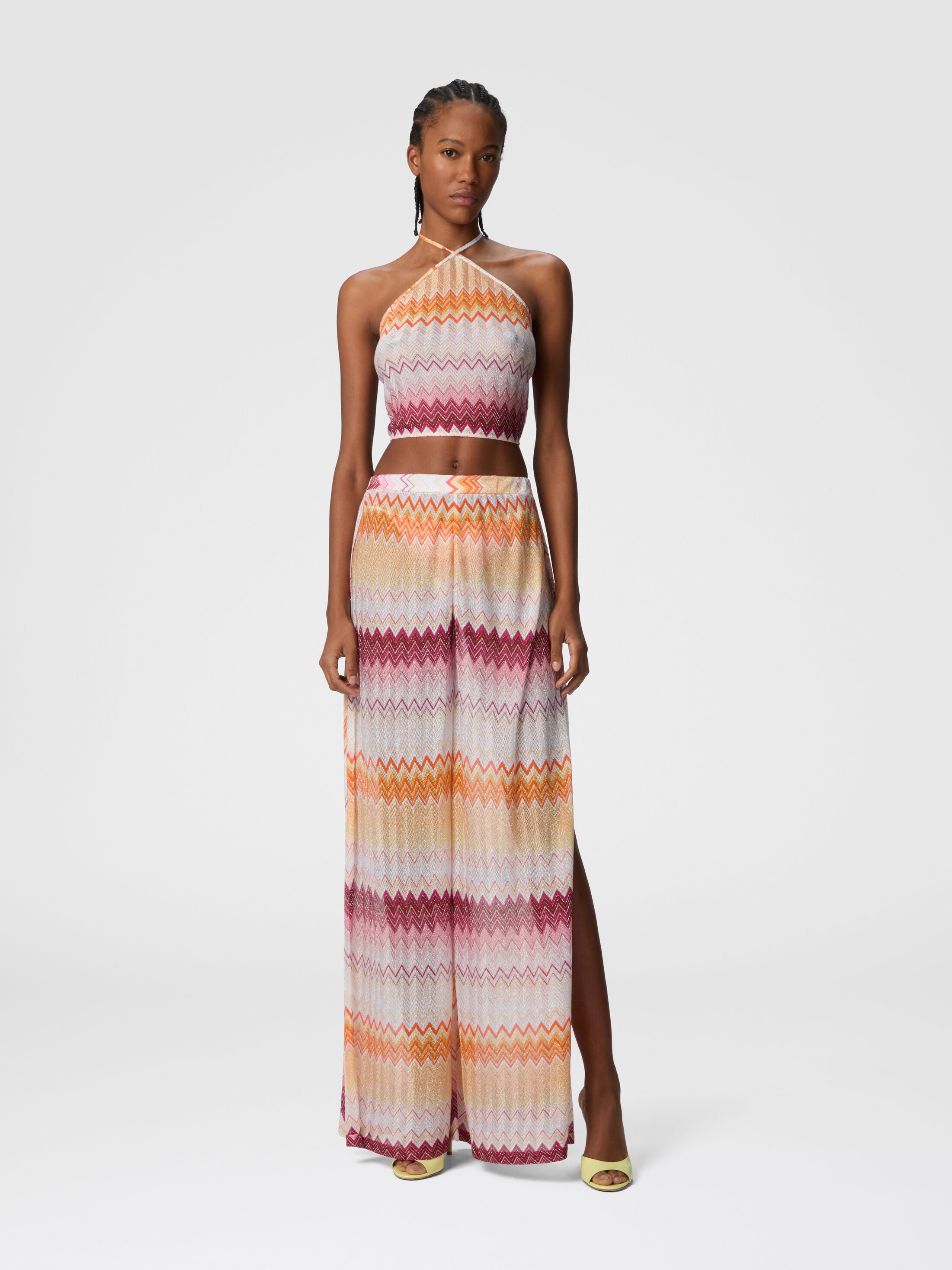 Classic trousers in a viscose blend zig zag lamé Multicoloured