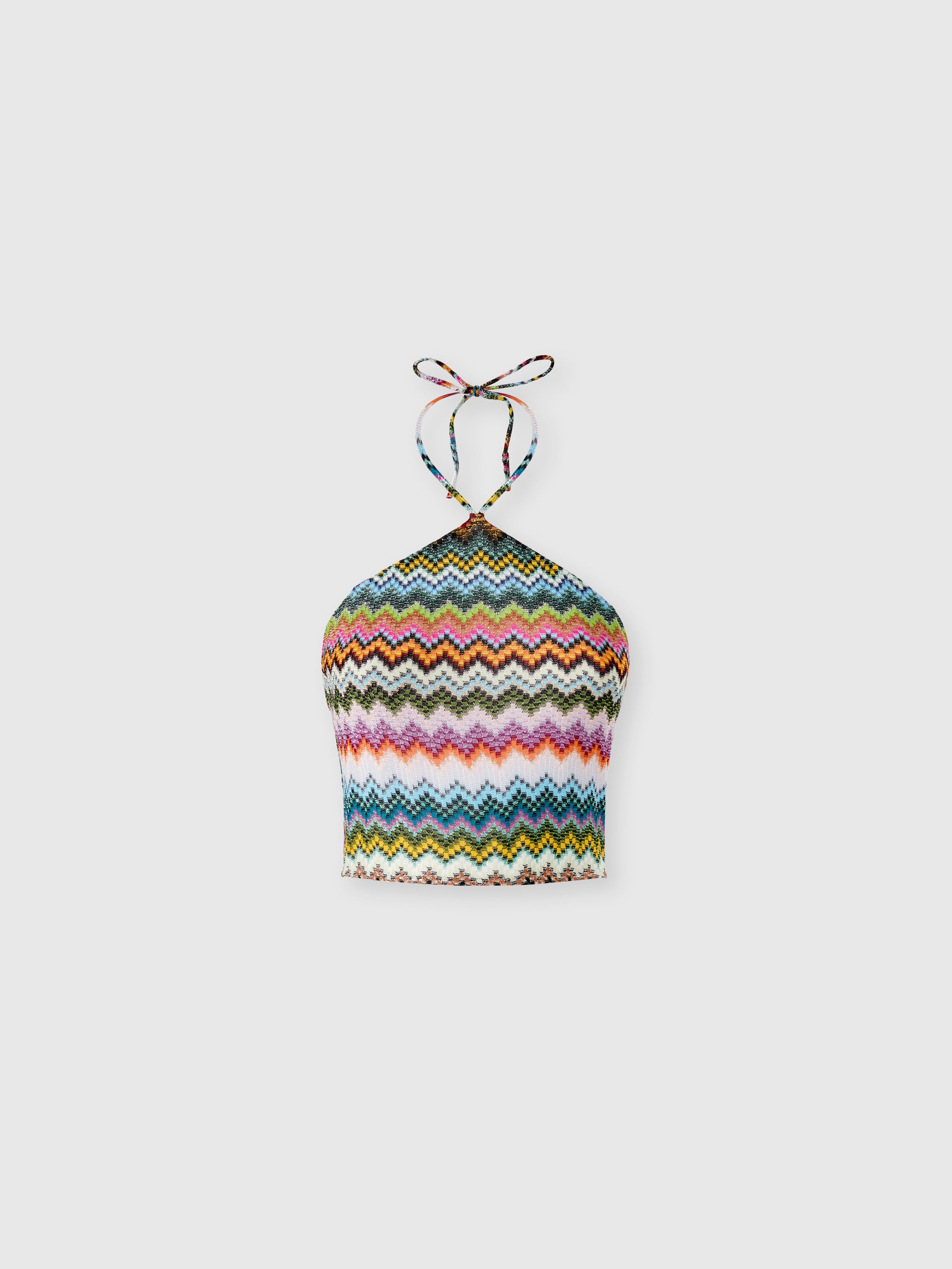 Missoni - Top en viscose lam motif zigzag effet pixel avec encolure amricaine Femme Noir Multicolore Taille 38 450 €