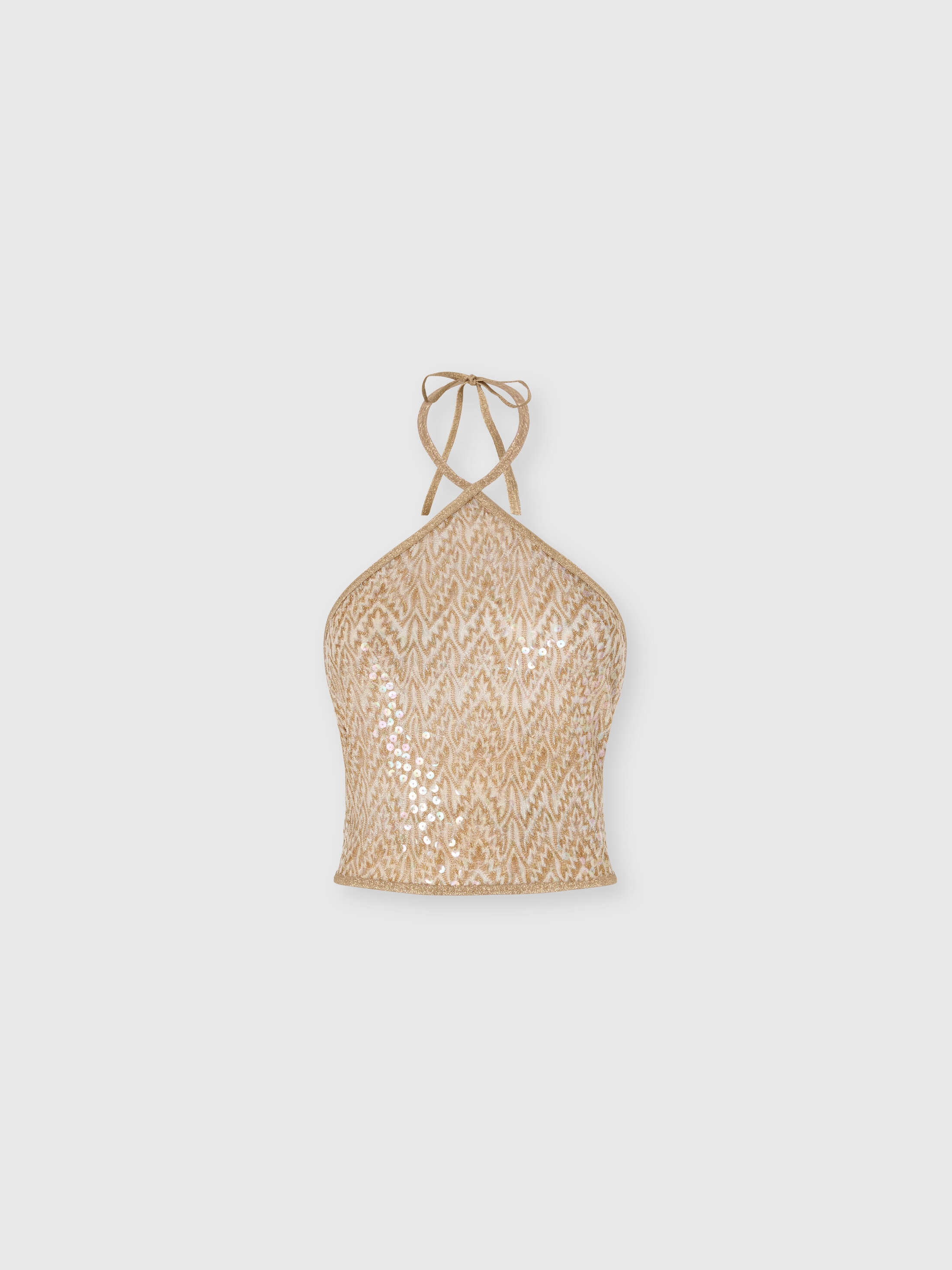 Missoni - Top en viscose lam motif dentelle avec paillettes et encolure amricaine Femme Or Blanc Taille 42 750 €