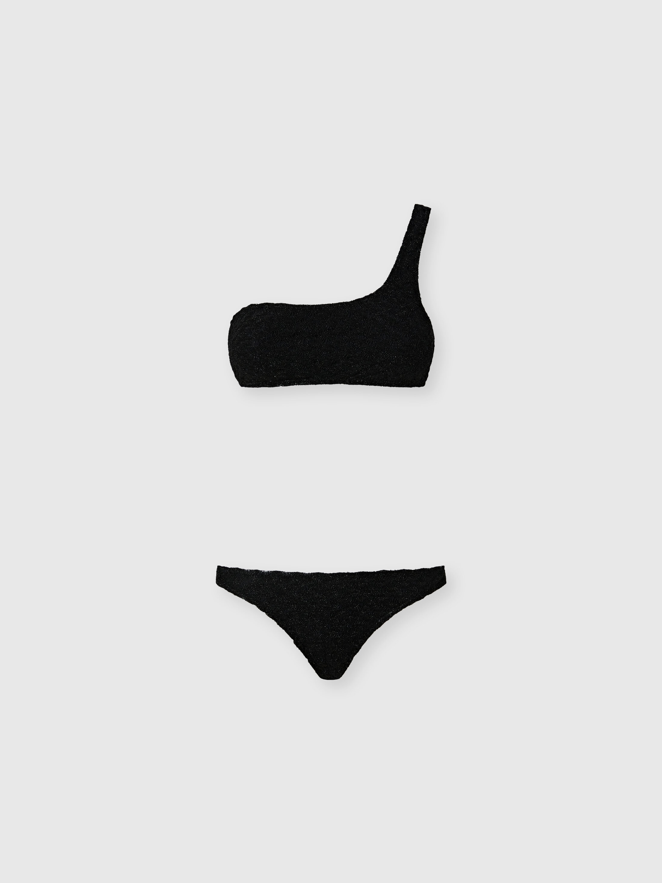 Missoni Donna Nero - Bikini Monospalla In Viscosa Lamé Lavorazione Raschel, Taglia: 40