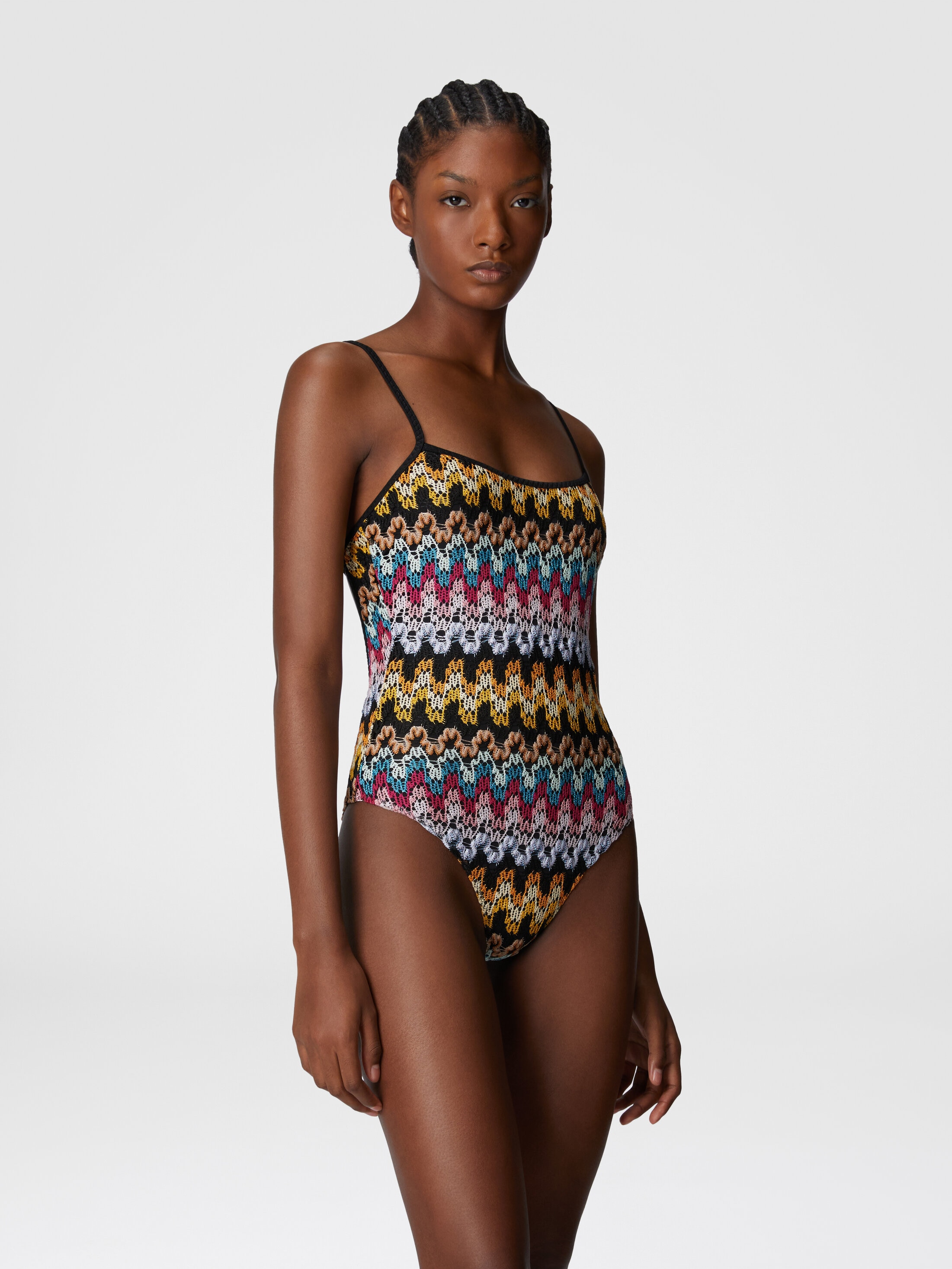 One-piece swimsuit in lamé viscose lace Multicoloured | Missoni
