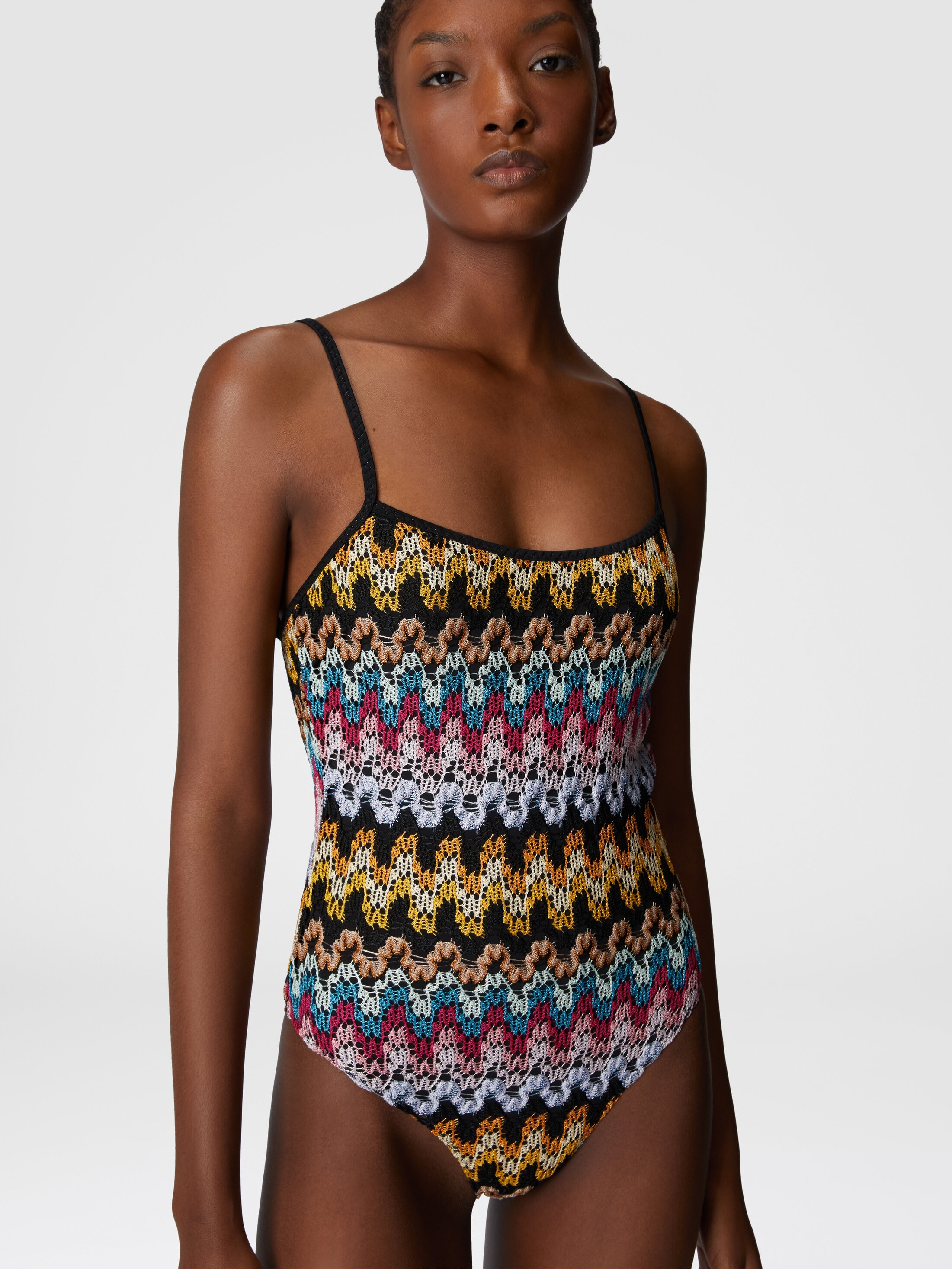 One-piece swimsuit in lamé viscose lace Multicoloured | Missoni