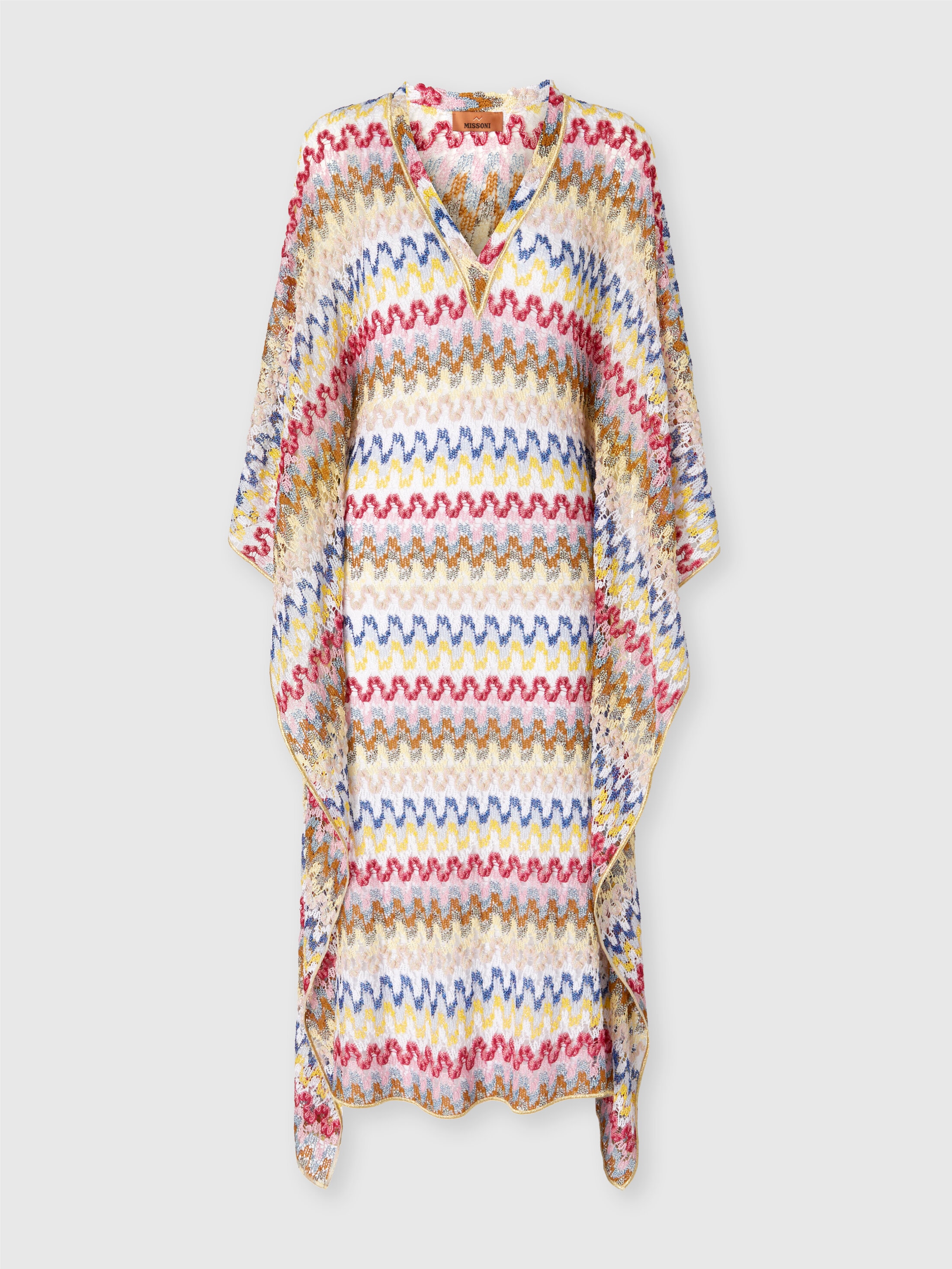 MISSONI ストライプタイトスカート パープル ブルー 46 オシャレ Long kaftan in lamé viscose lace Multicoloured | Missoni