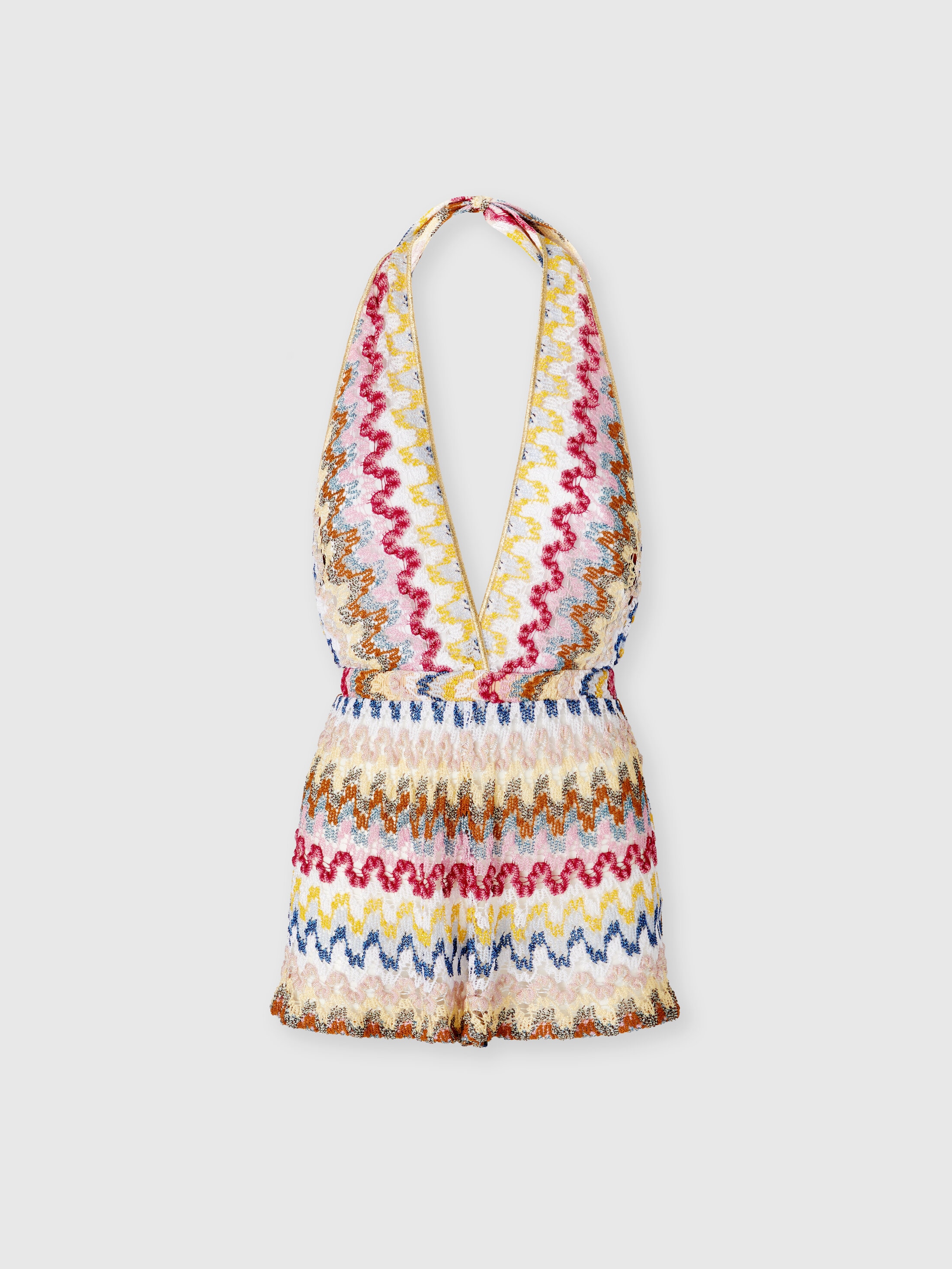 Short jumpsuit in lamé viscose lace Multicoloured | Missoni