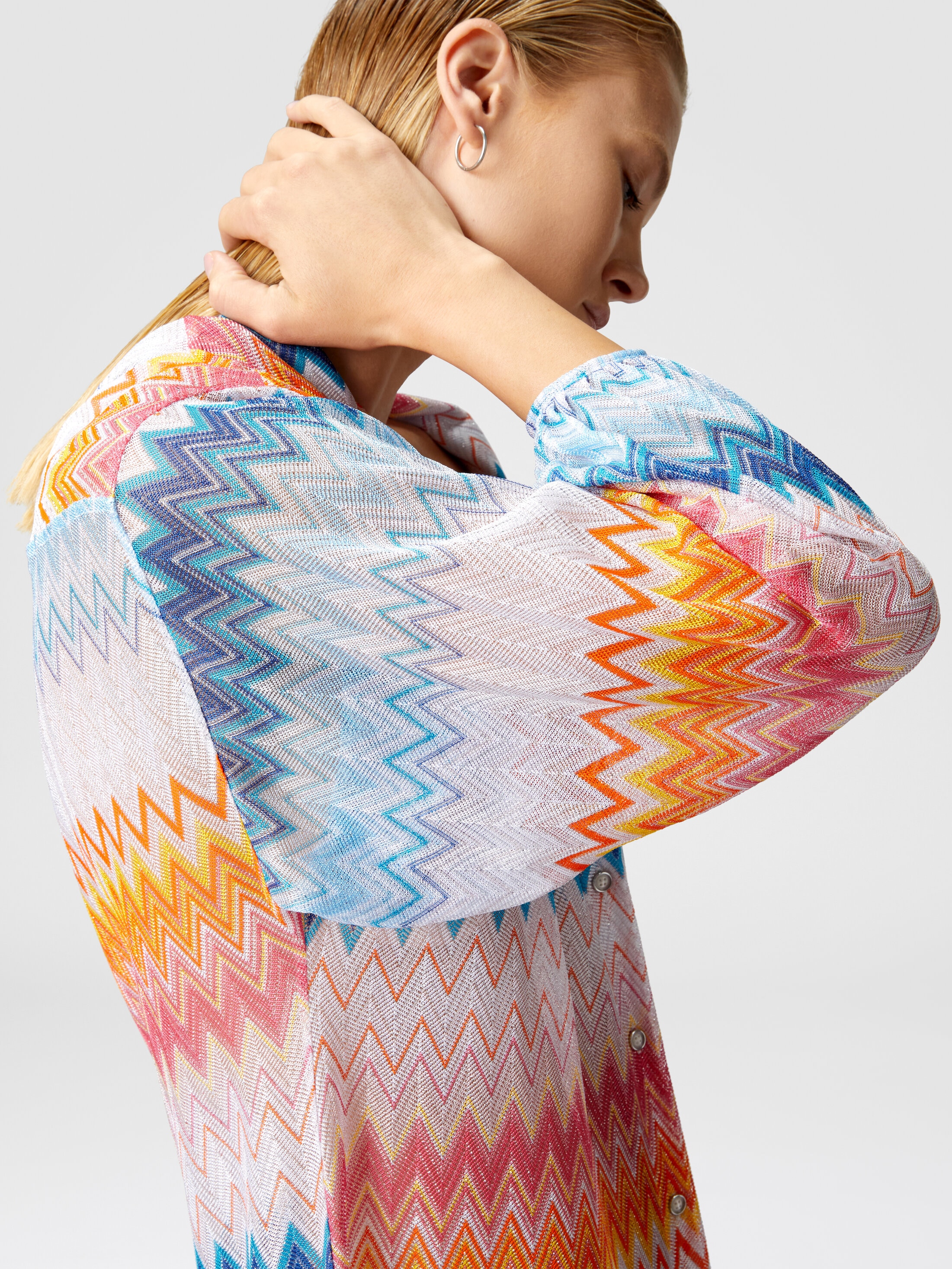 Oversized shirt in zig zag lamé viscose blend Multicoloured