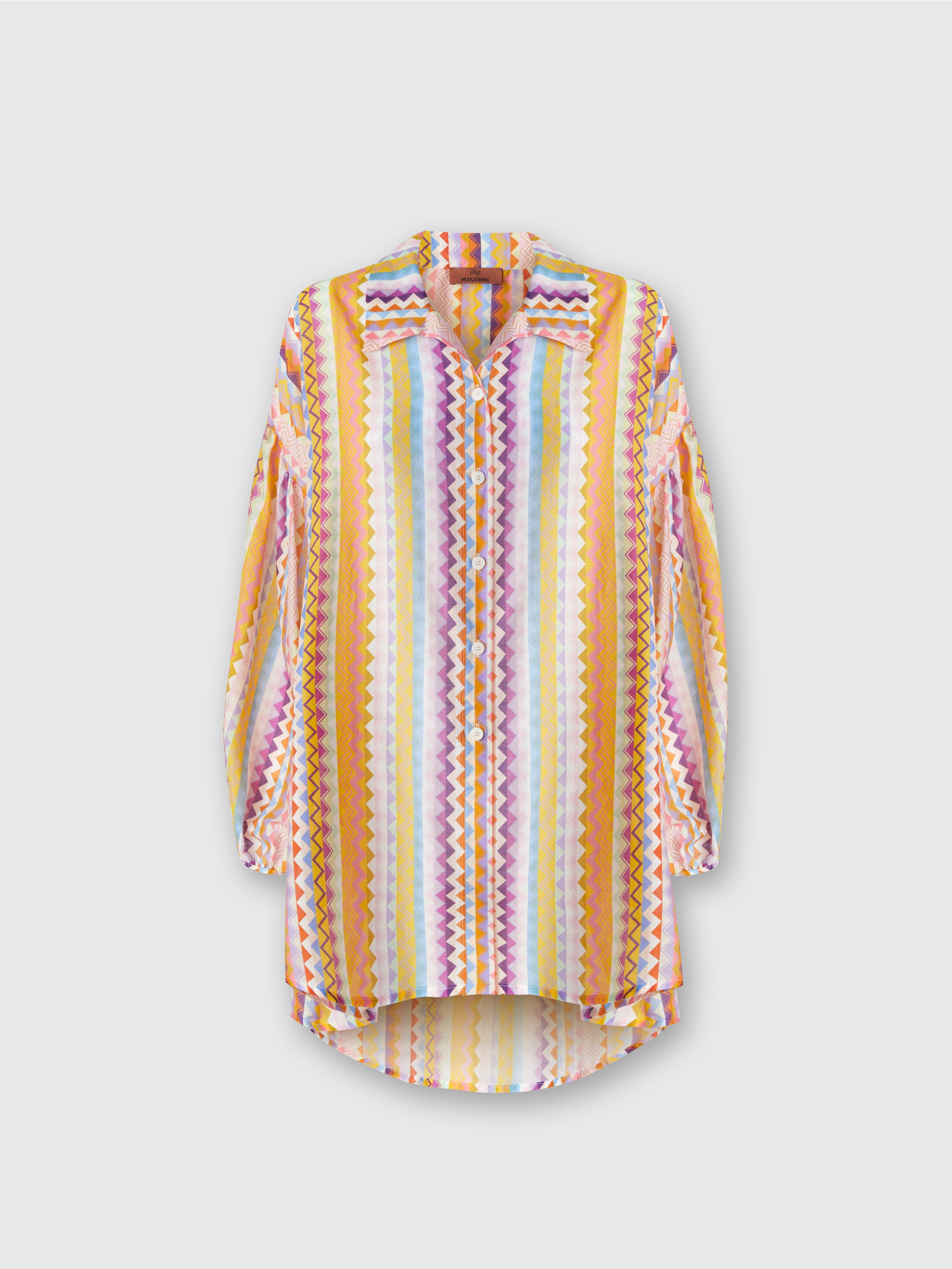 Silk and cotton oversize blouse with zigzag print