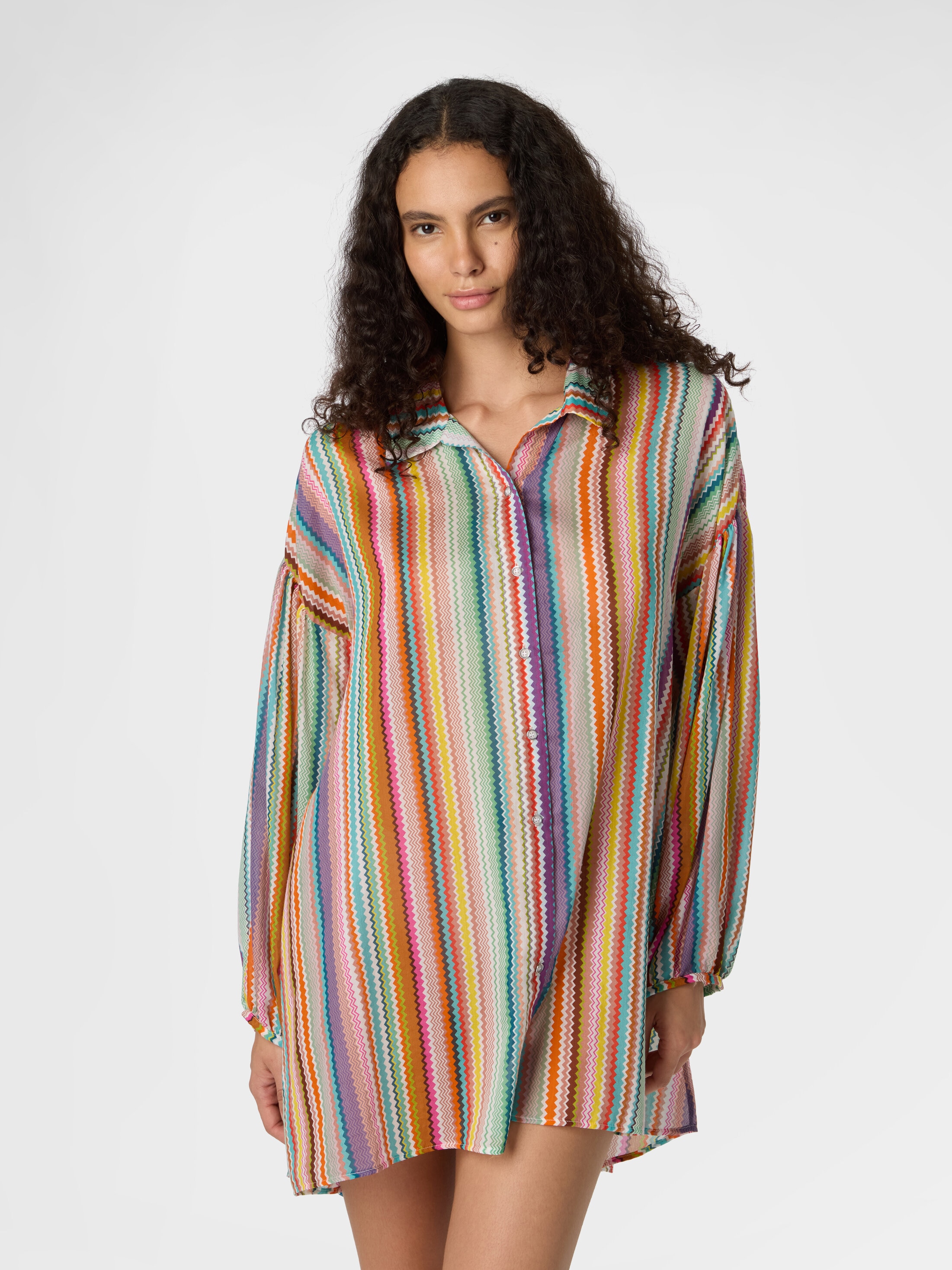 Shirt in cotton and silk with zigzag pattern Multicoloured | Missoni