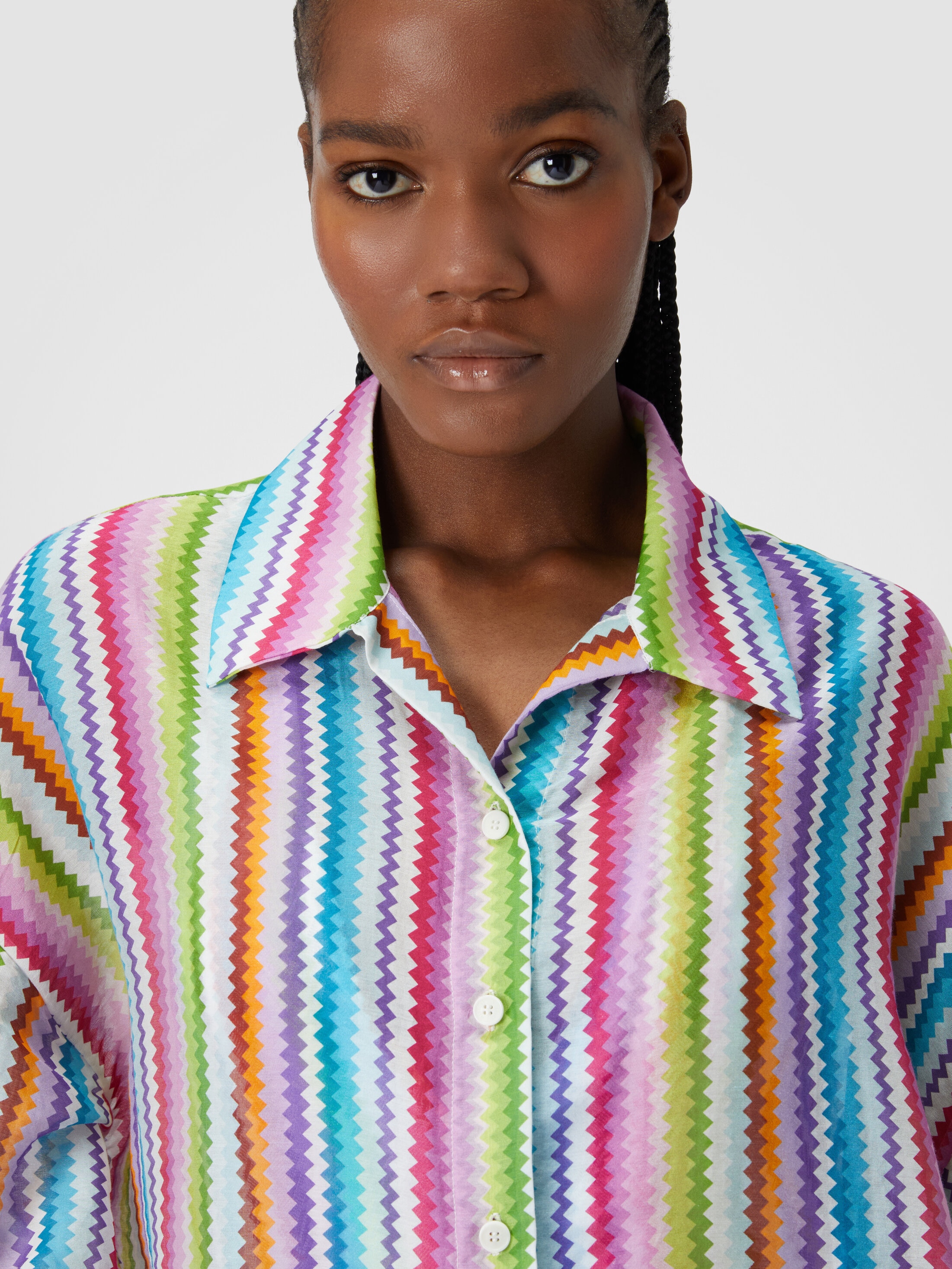 Short cover-up kaftan with zigzag pattern and lurex Multicoloured | Missoni
