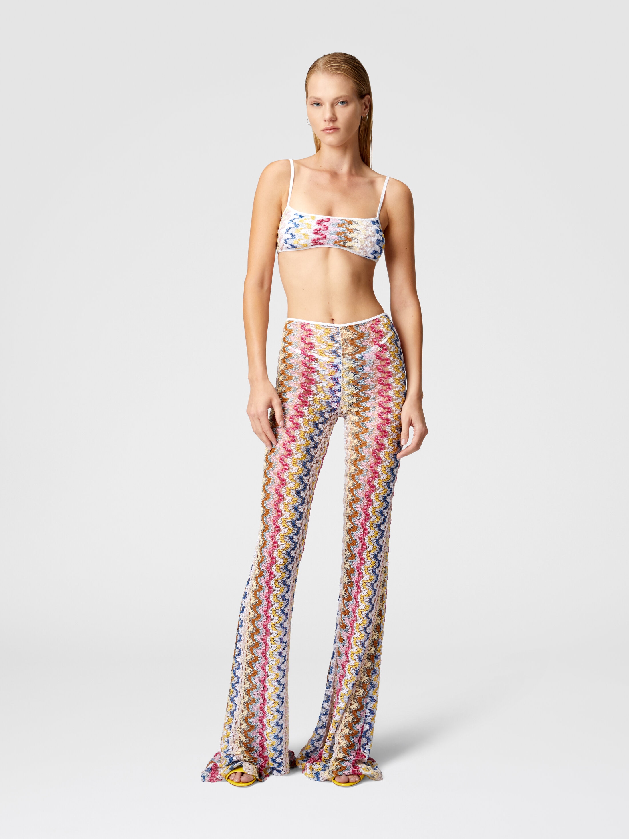 Low-rise flared trousers in lamé viscose lace Multicoloured | Missoni