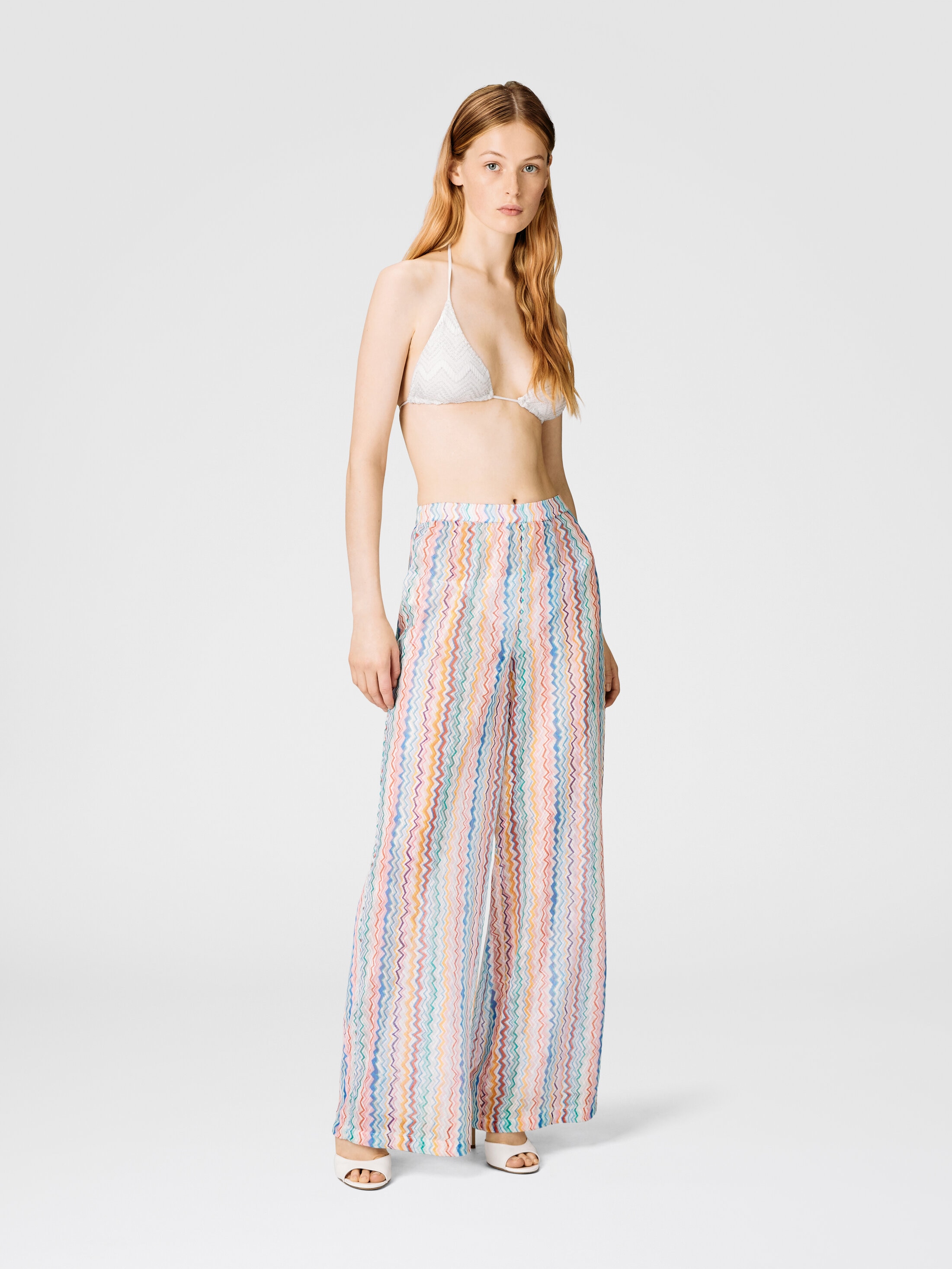 MISSONI ミッソーニ　クロップドパンツ　総柄　波模様　マルチカラー 42 MISSONI ミッソーニ クロップドパンツ 総柄 波模様 マルチカラー