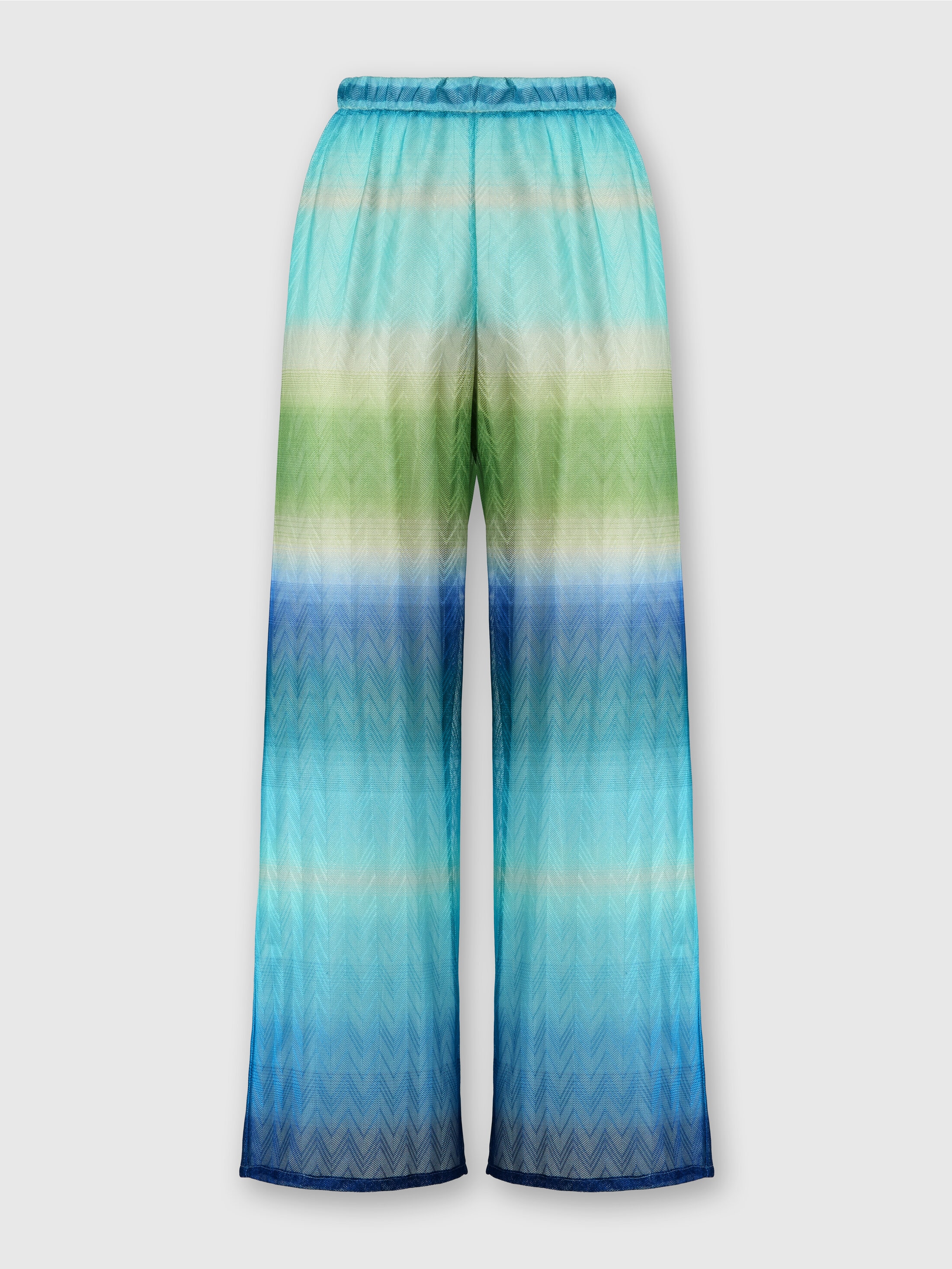 Straight Pants with Faded Striped Pattern Blue & Green | Missoni