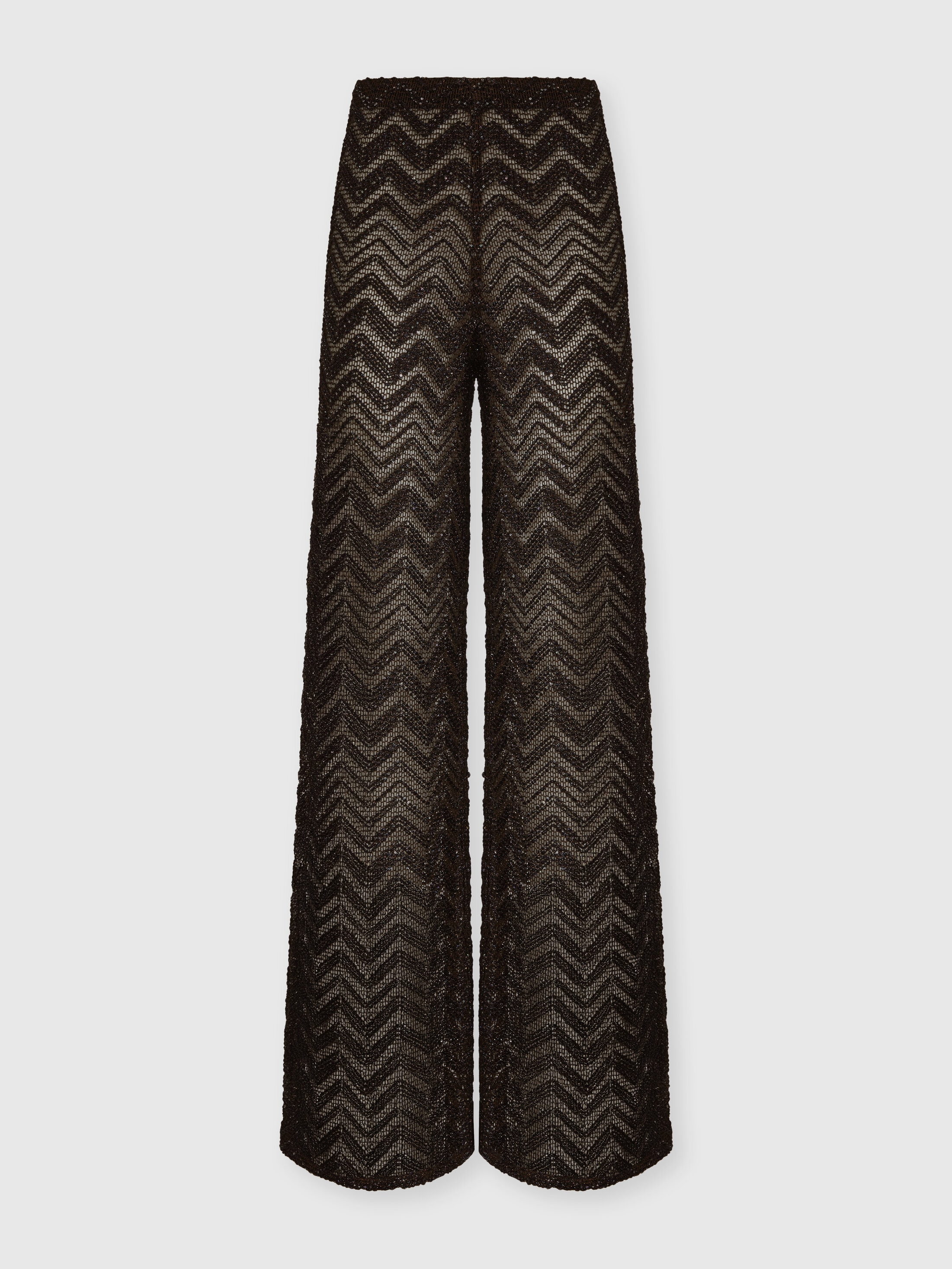 Missoni Donna Marrone - Pantaloni Ampi A Rete Zig Zag Con Paillettes, Taglia: 42