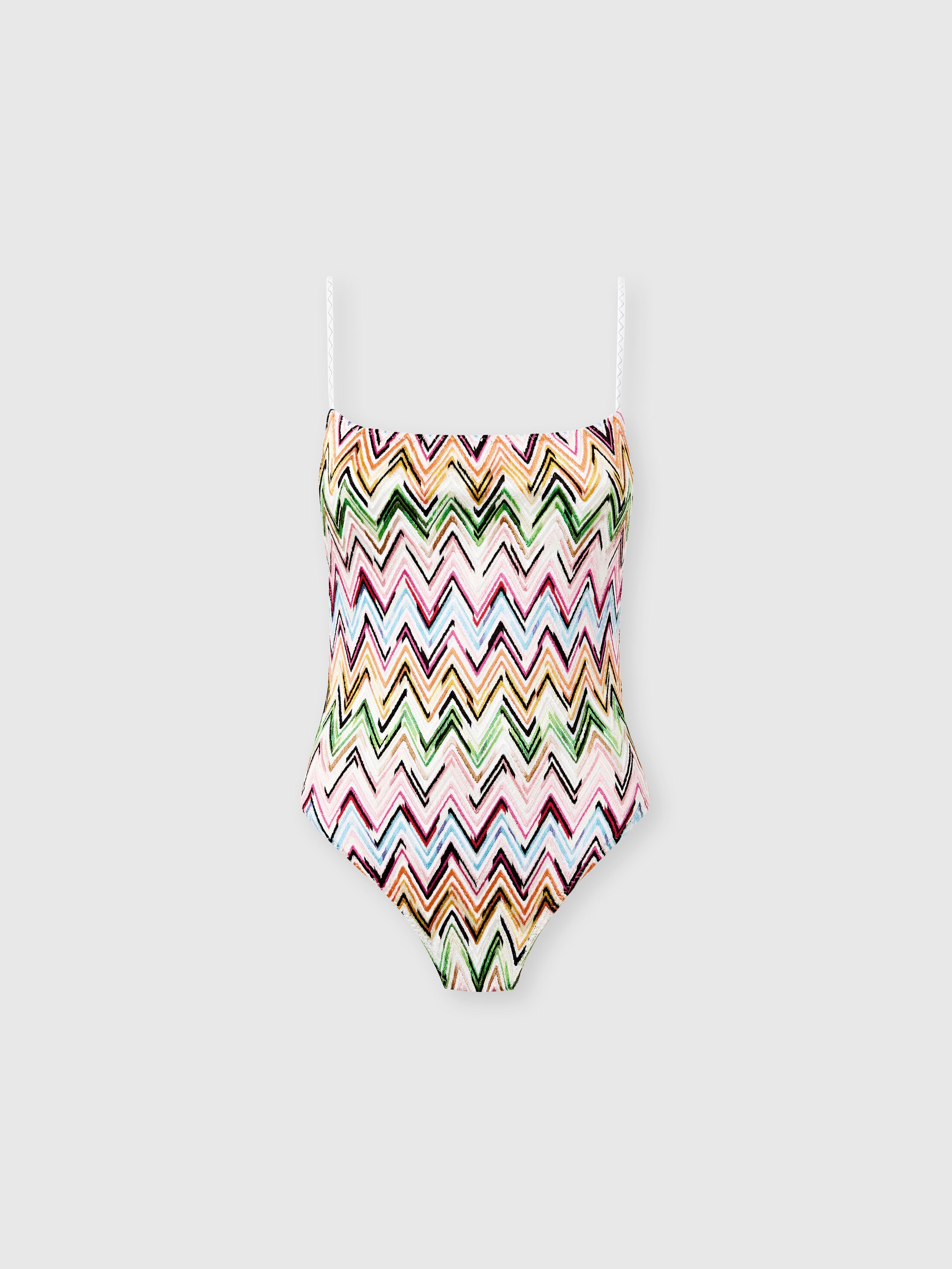 Missoni Donna Multicolore - Costume Intero In Viscosa Stretch Motivo Pizzo Con Zig Zag, Taglia: 42