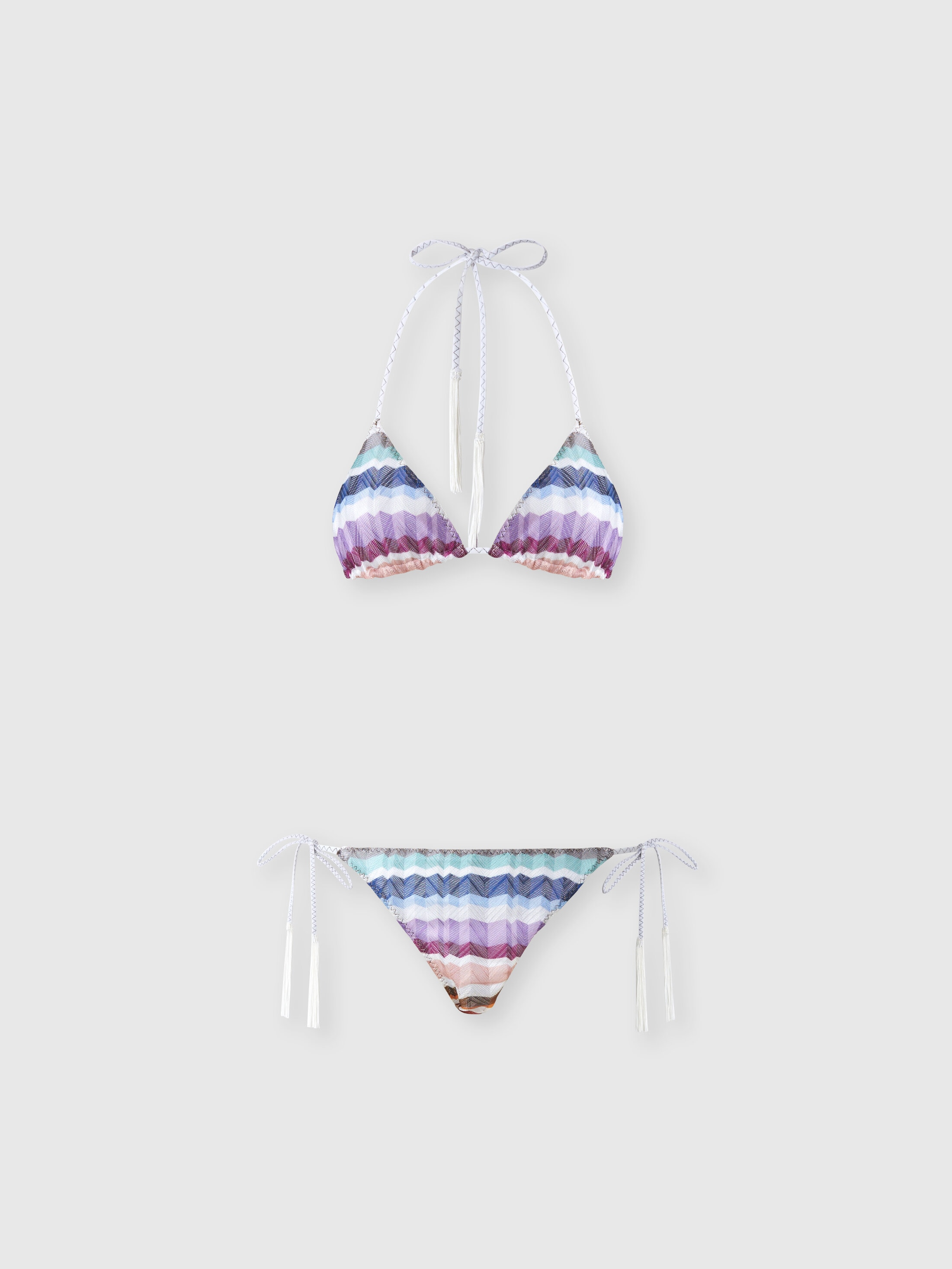 Missoni - Bikini triangle en tulle zig zag avec pampilles Femme Multicolore Taille 36 390 €