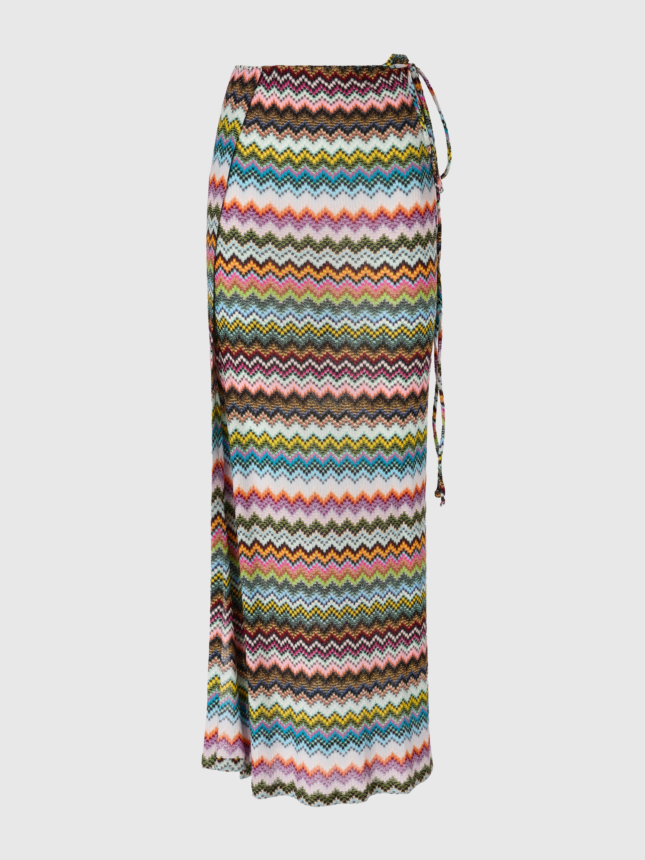 Missoni - Jupe longue paréo en viscose lamé à motif zigzag effet pixel, Femme, Noir & Multicolore, Taille: M