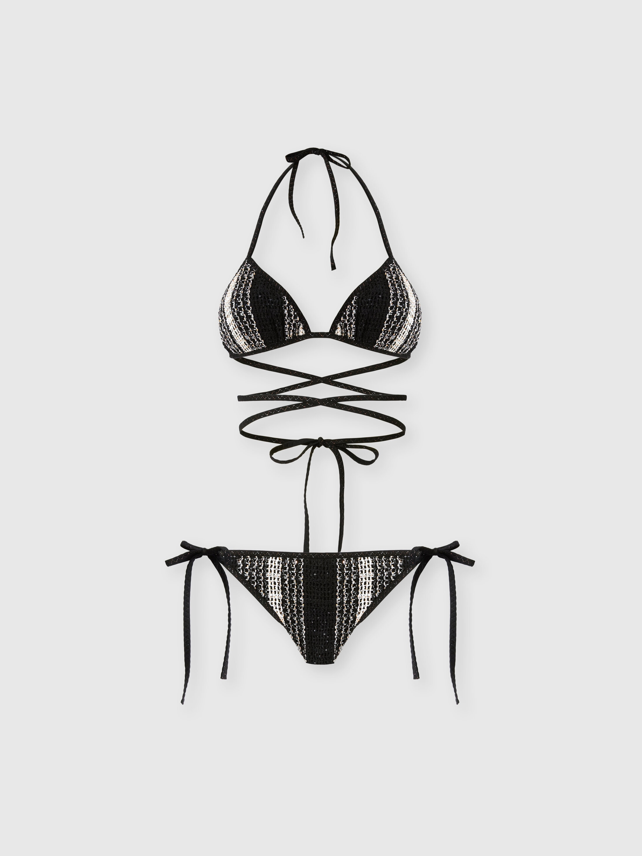 Bikini with mesh detailing and sequin appliqué Black & White | Missoni
