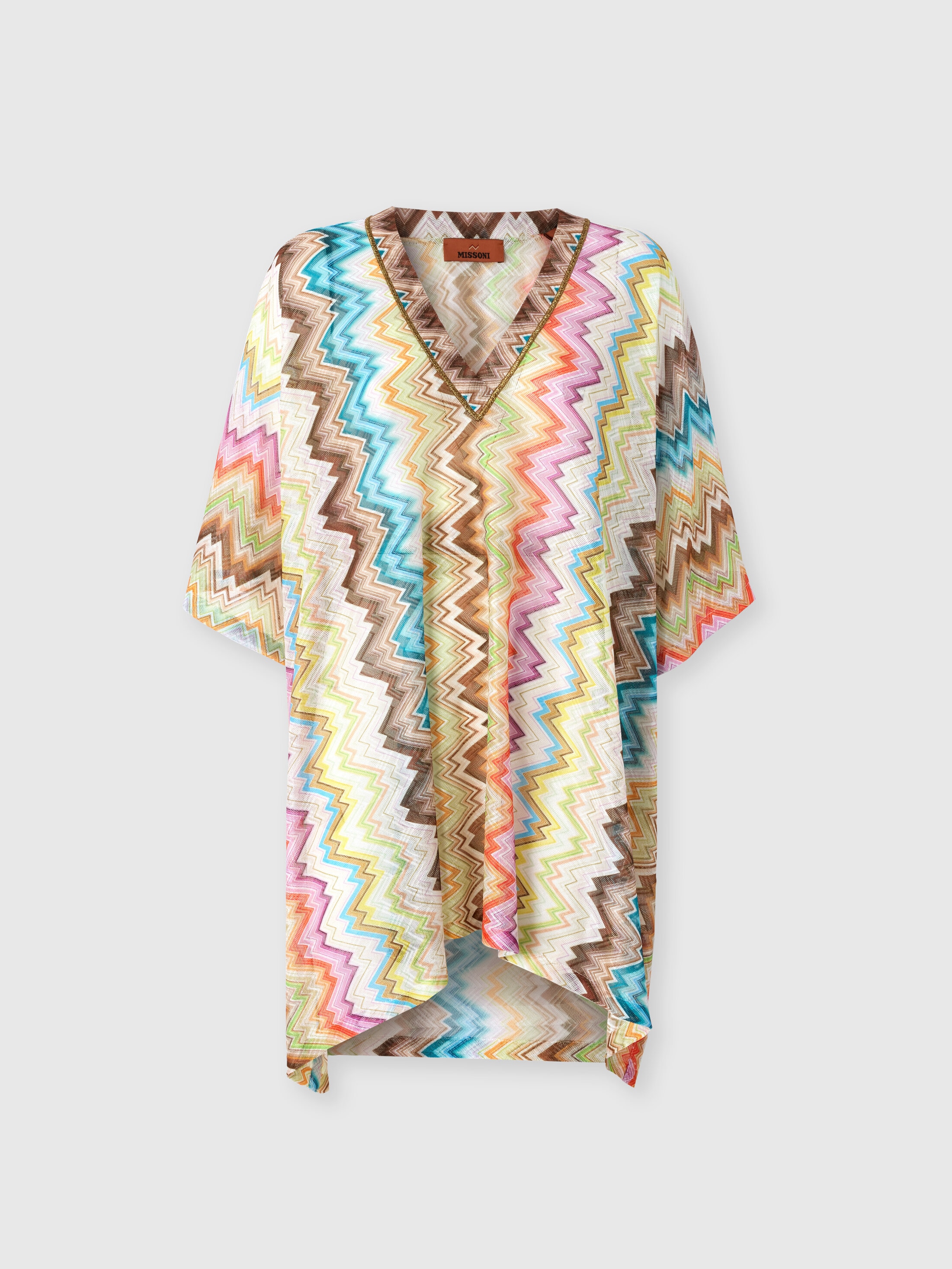 Missoni Donna Multicolore - Caftano Corto Con Scoolatura A V E Motivo Stampato, Taglia: L