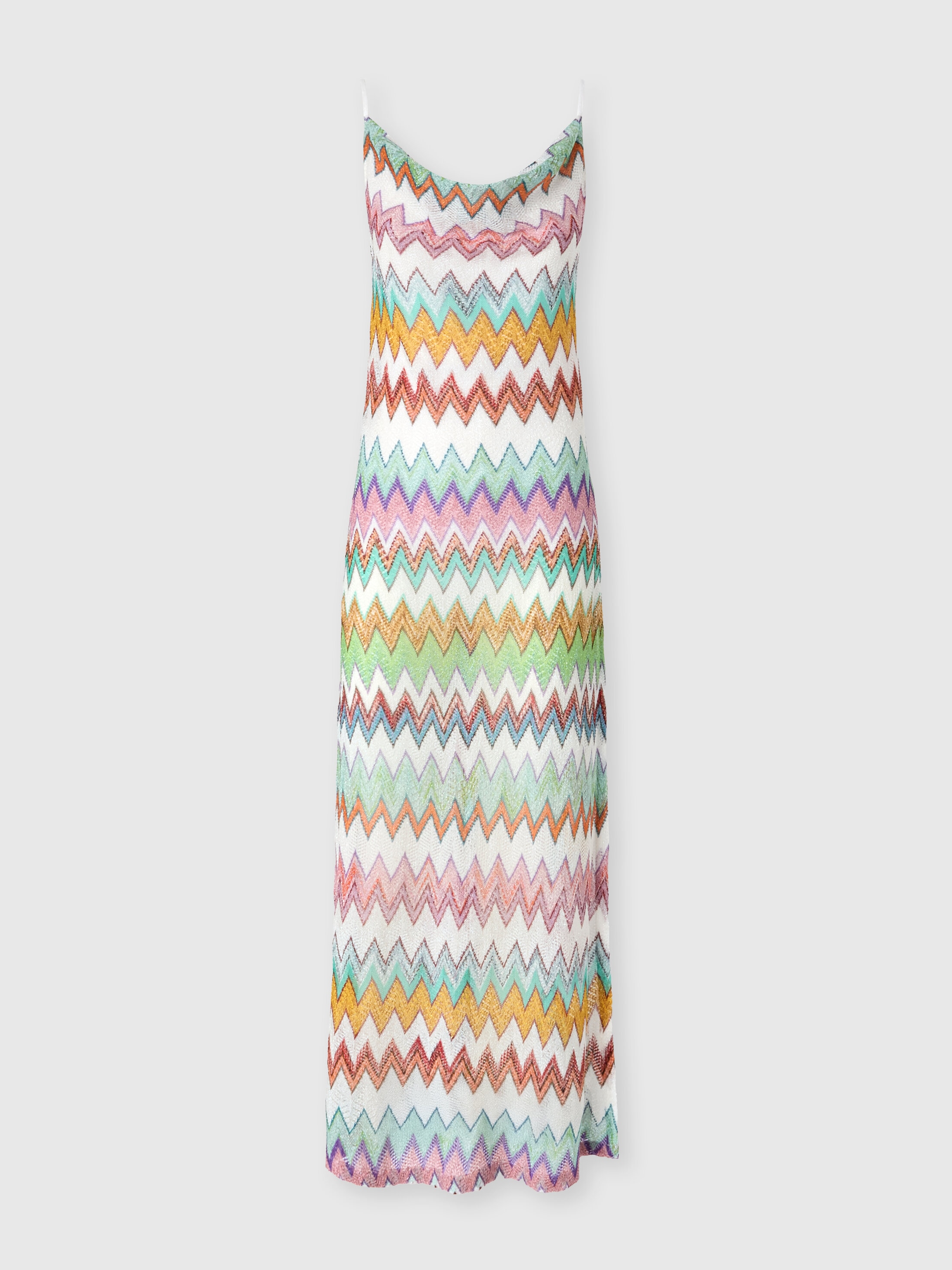 Missoni - Long caftan de plage en viscose lam grand motif zigzag avec fentes Femme Blanc Multicolore Taille 46 890 €
