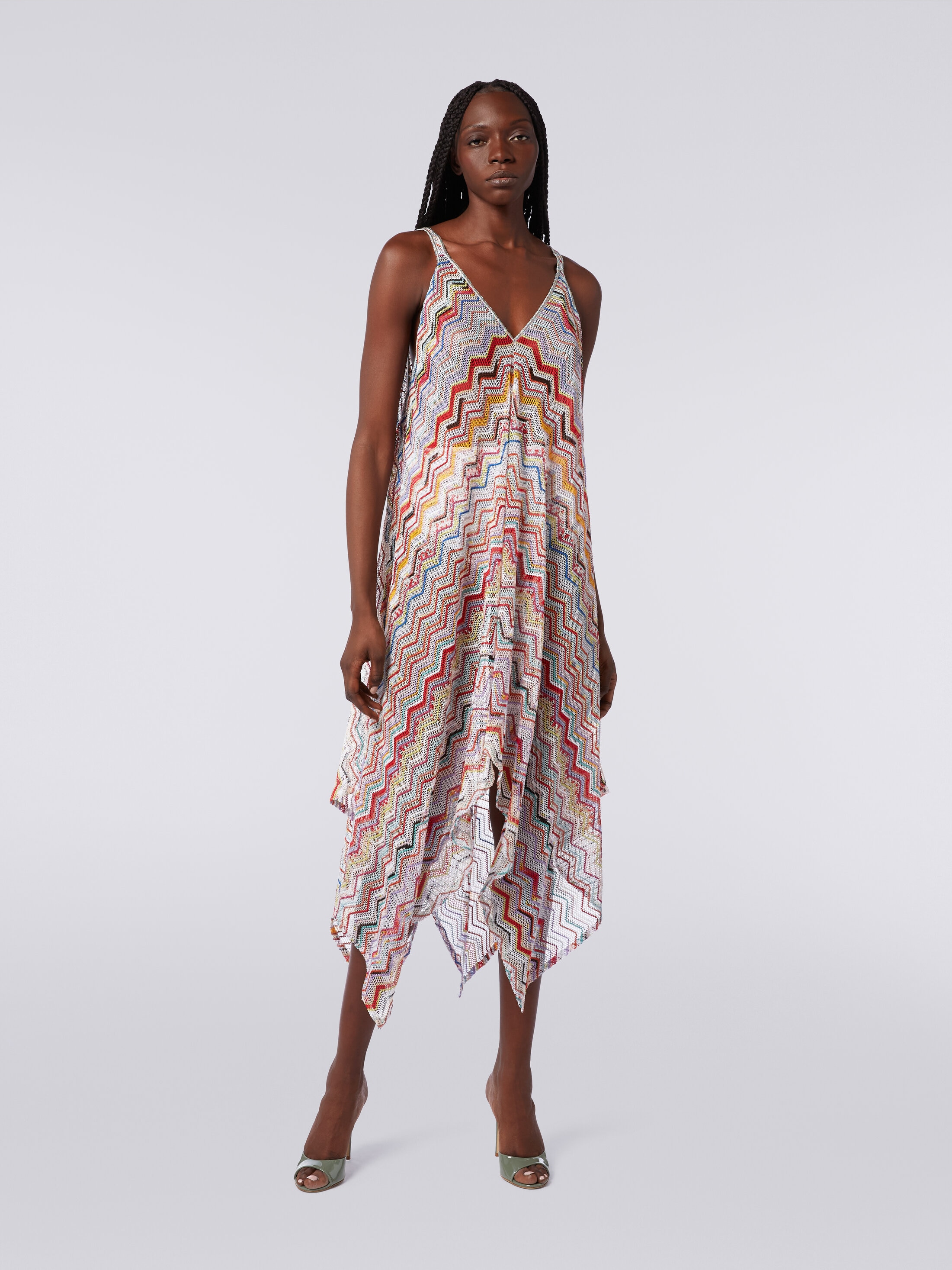 Long cover up in zigzag crochet with lurex Multicoloured | Missoni