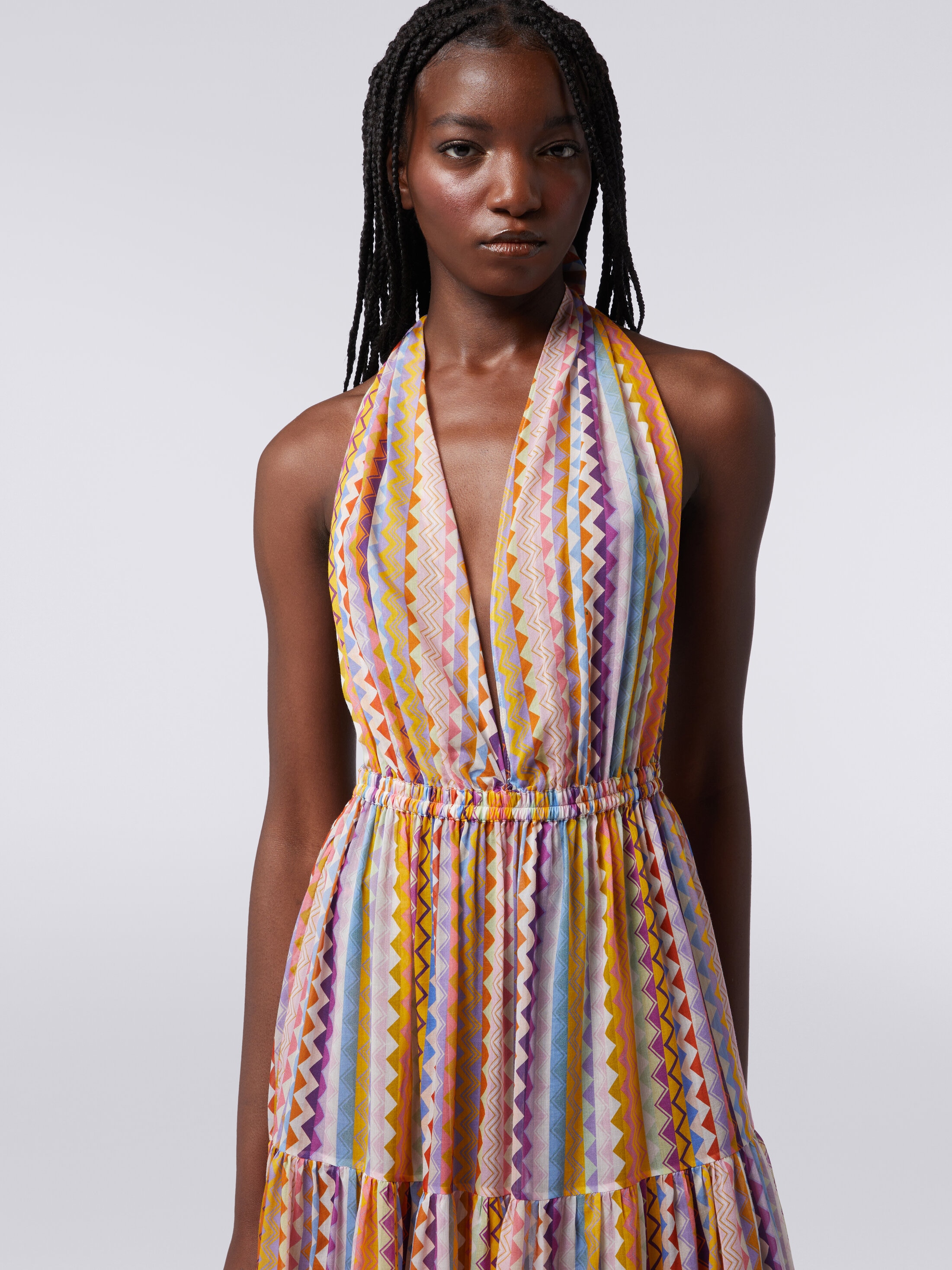 Long printed cotton and silk cover up dress Multicoloured Missoni