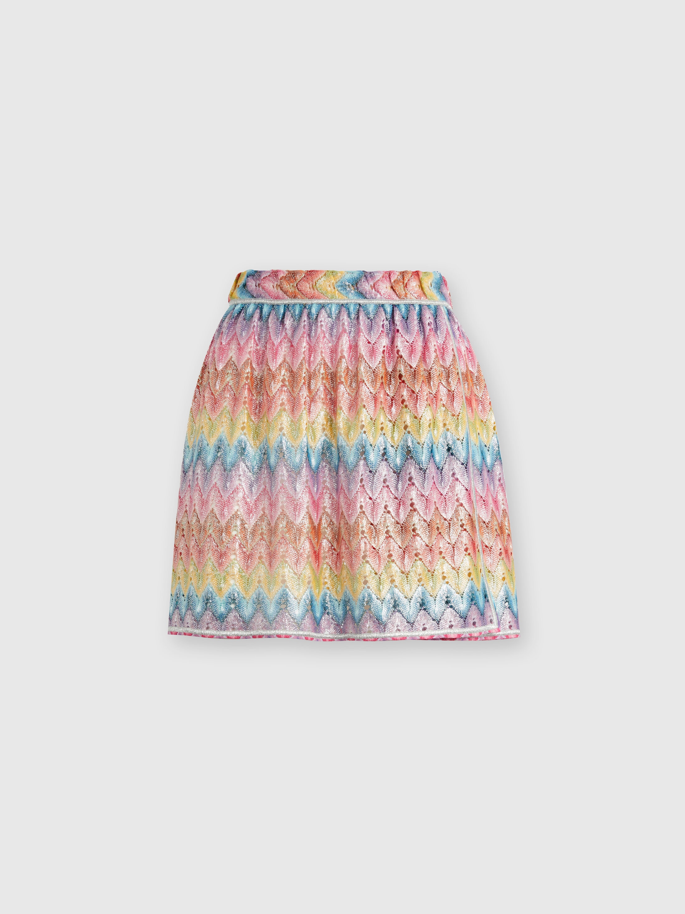 Wrap skirt in coated cotton-blend lace