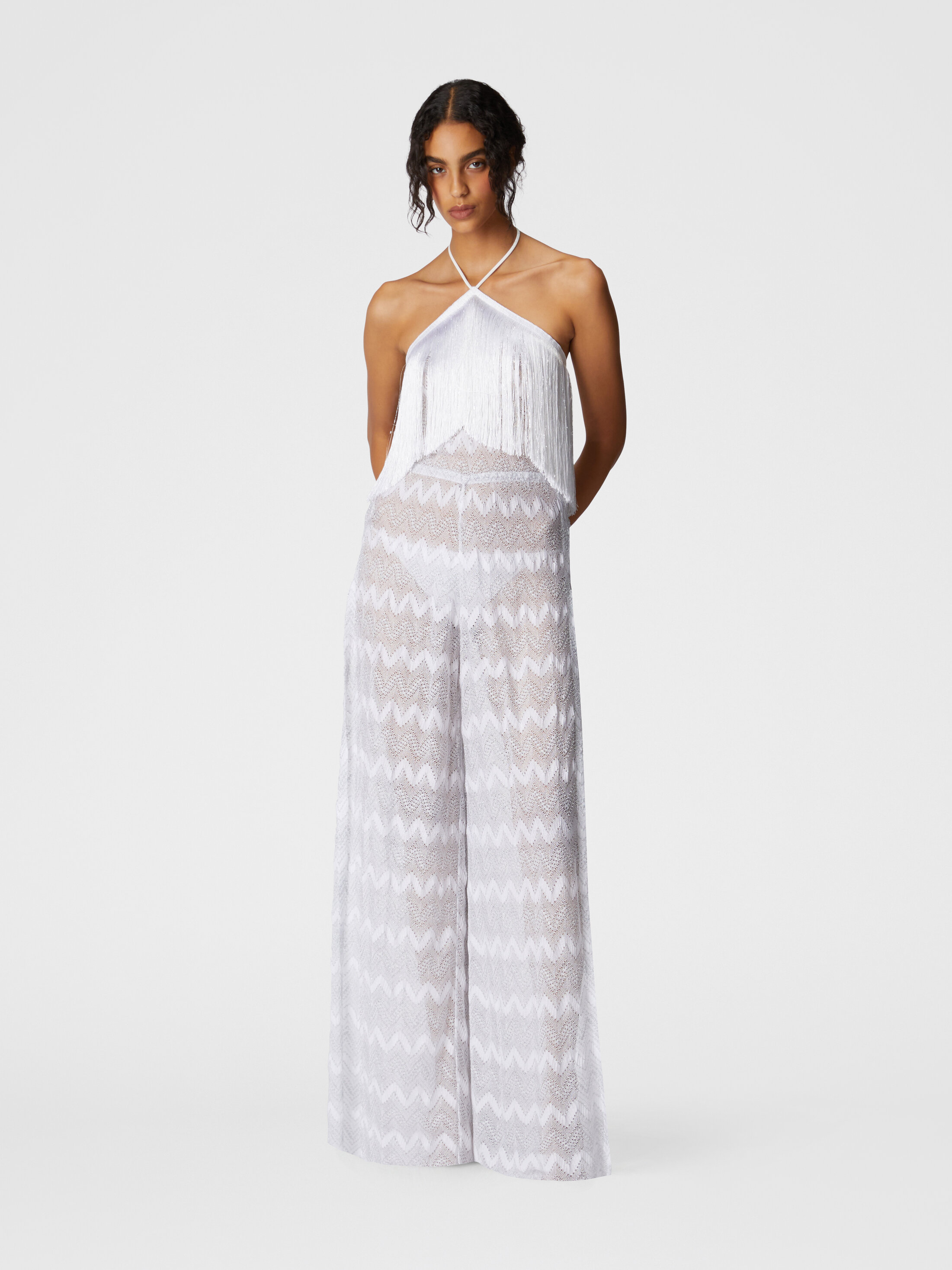激安通販サイト zag Zig lamé Lamé & Black fringes with jumpsuit viscose スーツ・フォーマル・ドレス