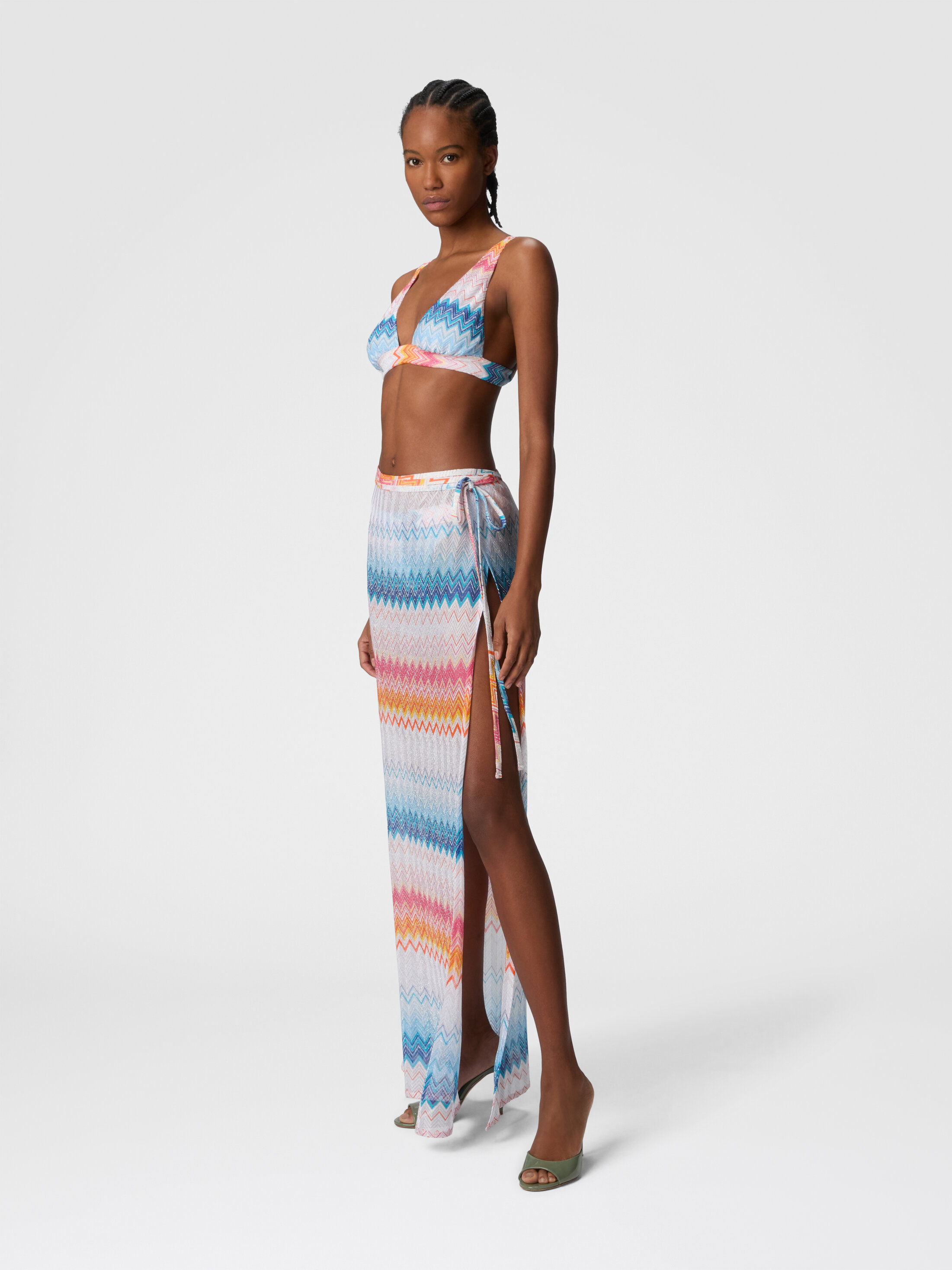 MISSONI ニット巻スカート マルチカラー 波柄 ウエスト紐 MS25SH02BR00ZY-SM9MW-2