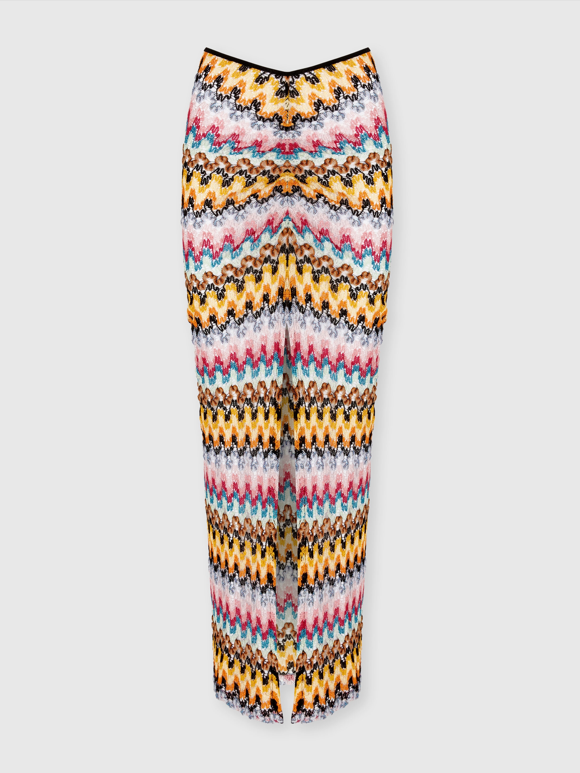 Long skirt in lamé viscose lace with gathers Multicoloured