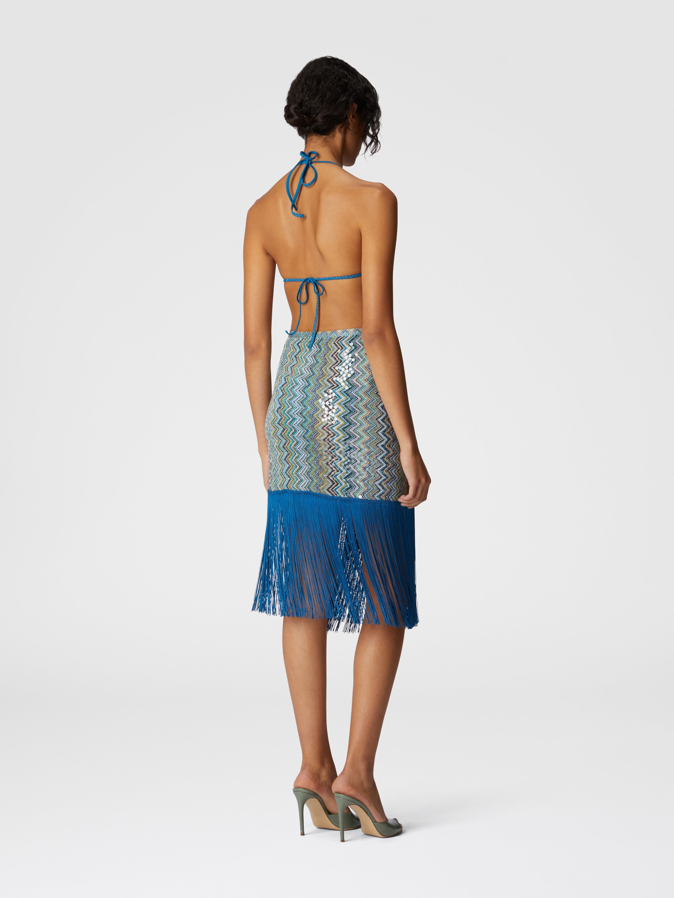 スカート MISSONI SS25 Wave pattern skirt (DS25SH09BK042C S01G4) Midi skirt in lamé embossed viscose with wave pattern