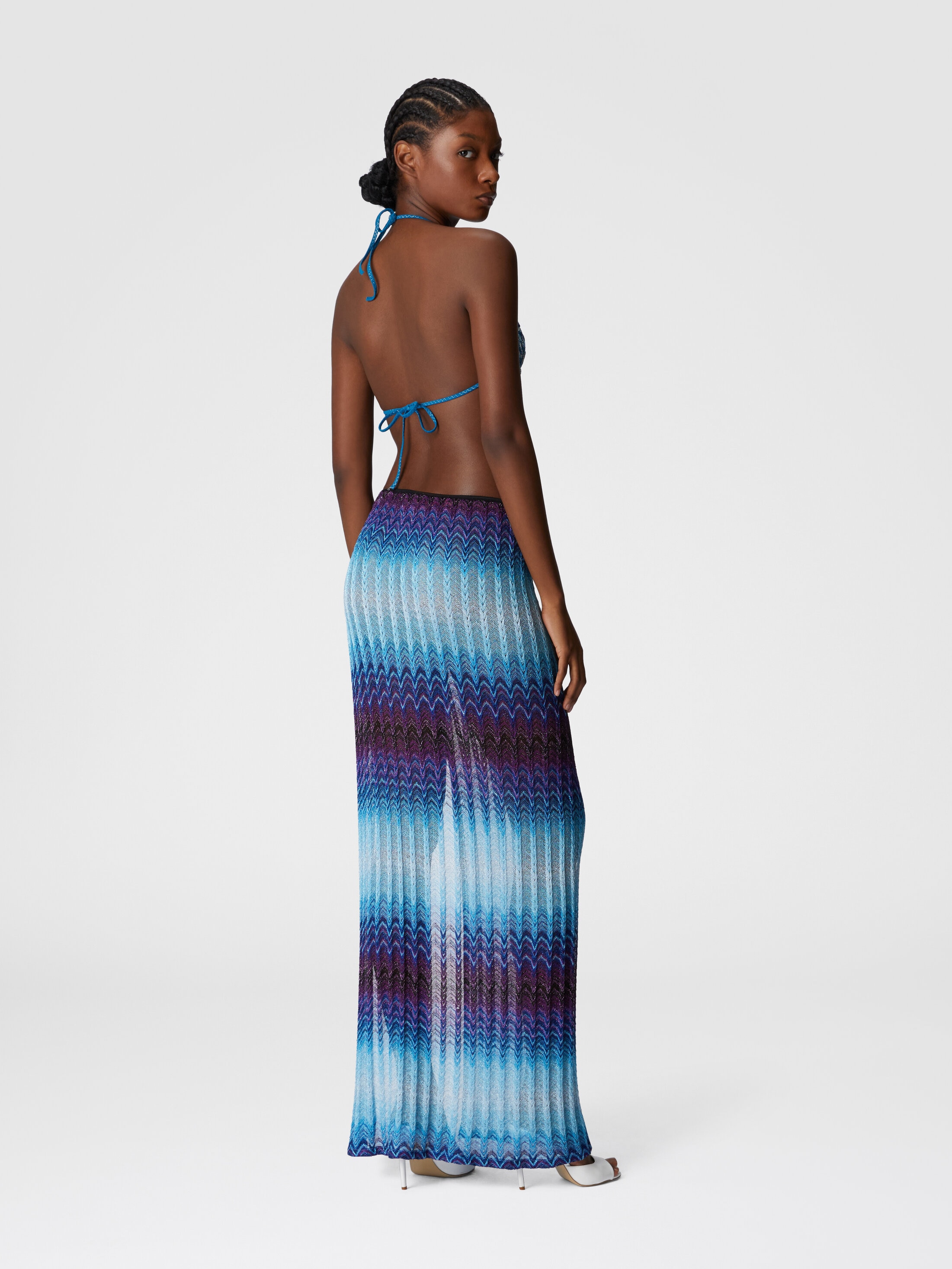 スカート MISSONI SS25 Wave pattern skirt (DS25SH09BK042C S01G4) Mini skirt in zig zag lamé viscose blend Multicoloured | Missoni