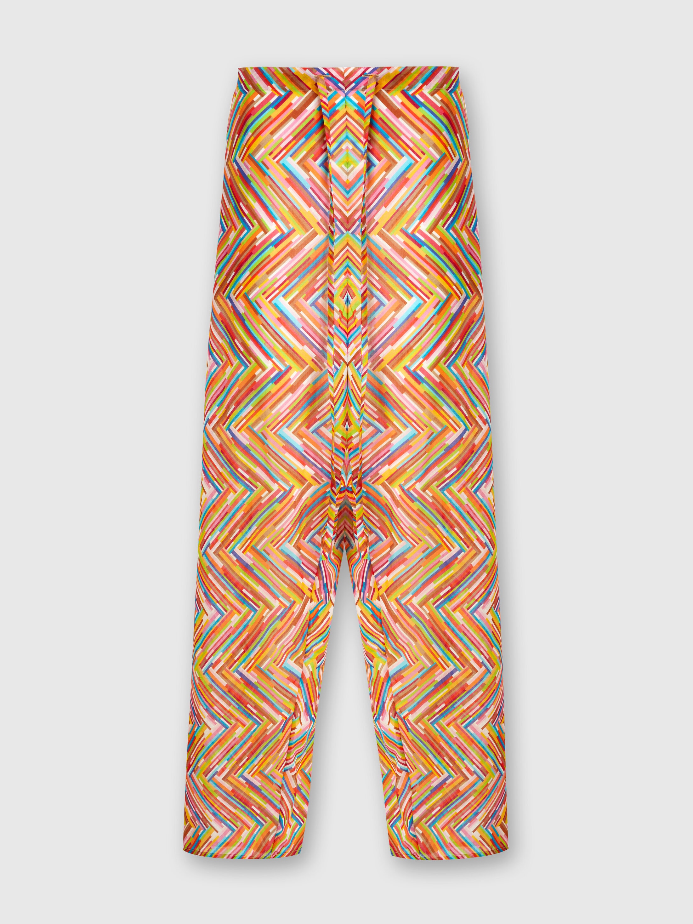 Missoni Printed Cotton And Silk Blend Trousers With Drawstring In Multicoloured