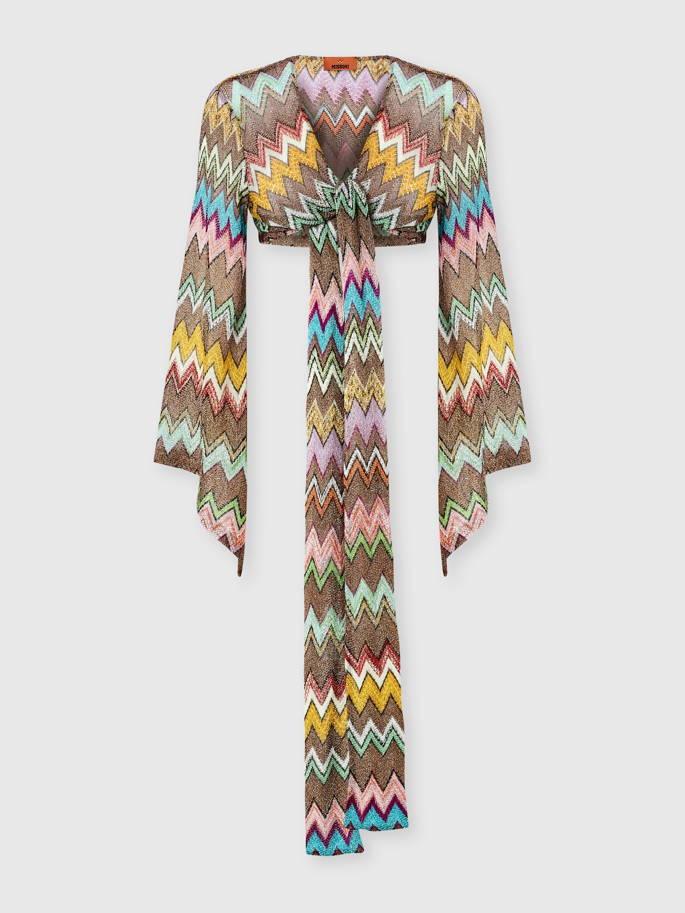 Missoni Donna Nero,Multicolore - Top Scaldacuore A Maniche Lunghe In Viscosa Lamé Con Macro Zig Zag, Nero & Multicolore, Taglia: 40