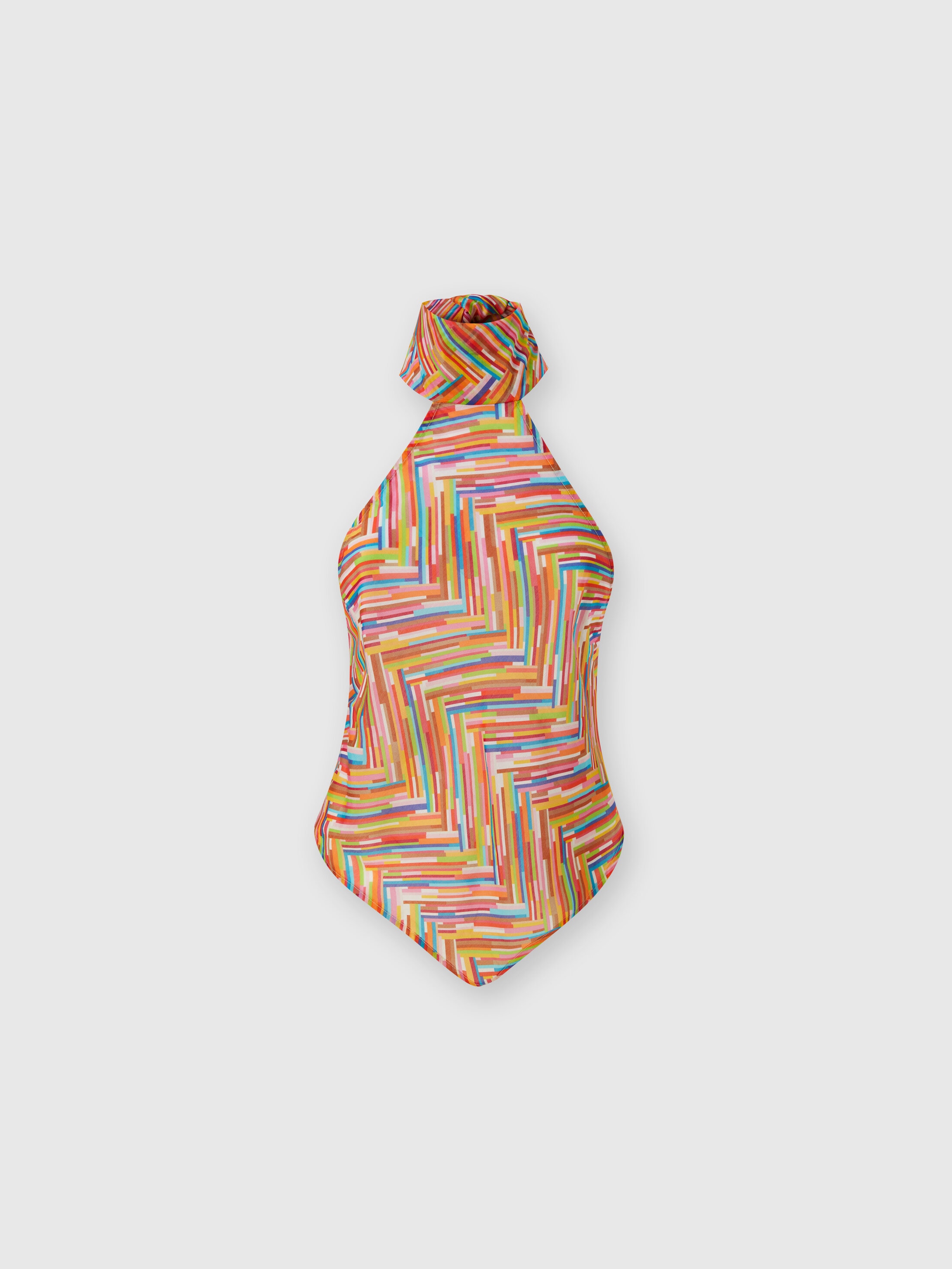 Missoni Sleeveless Turtleneck Top In Printed Cotton And Silk Blend In Multicoloured