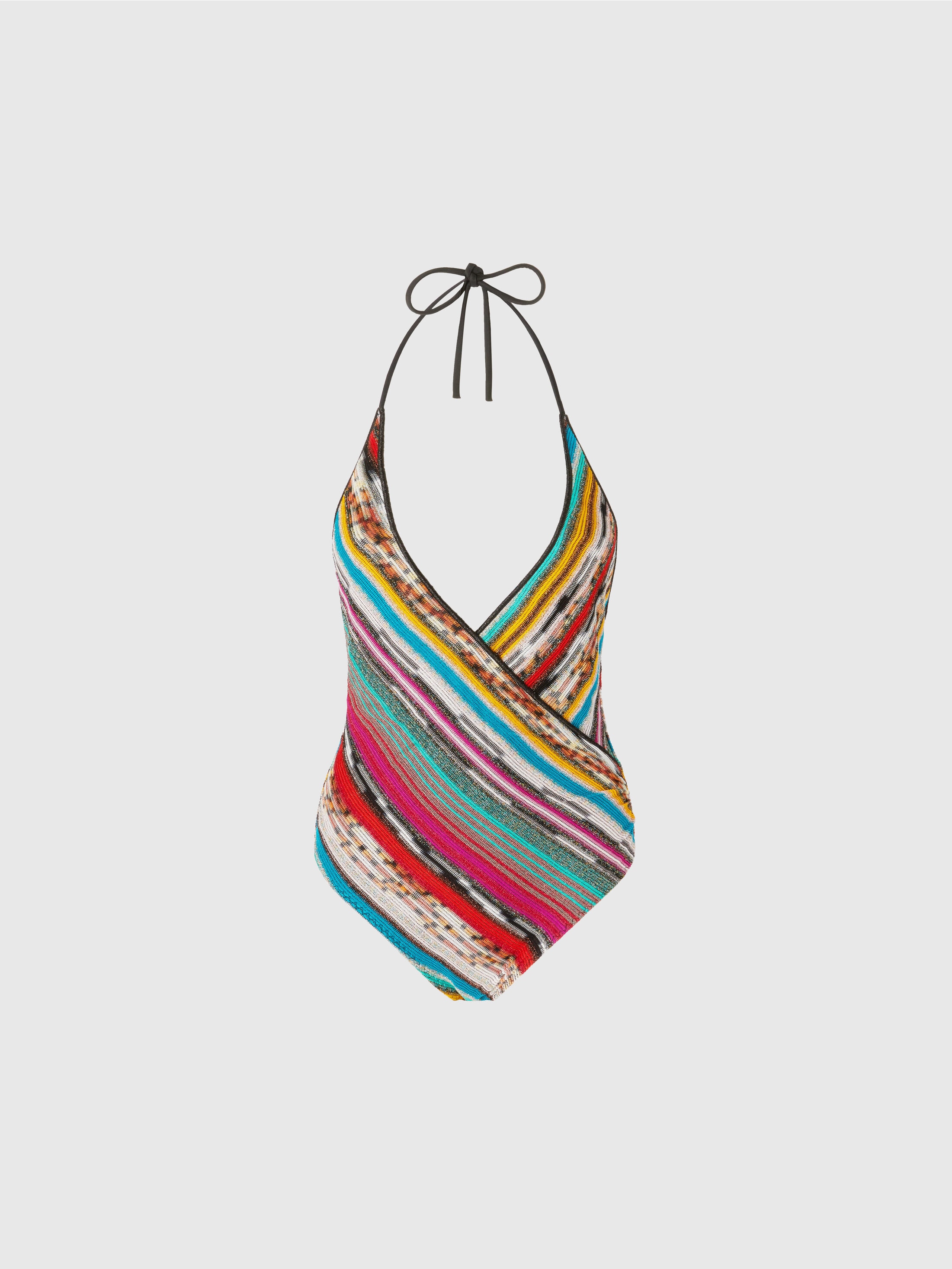 Shop Missoni Einteiliger Badeanzug Aus Lamé-viskose Mit V-ausschnitt In Multicoloured