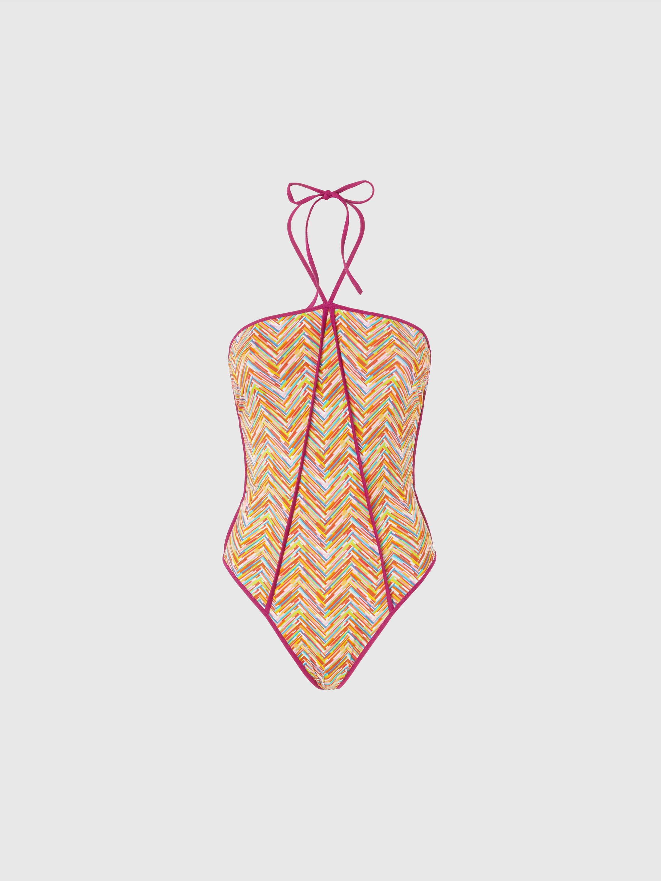 MISSONI WENDBARER BADEANZUG MIT PRINT UND KONTRASTIERENDEN PASPELN 