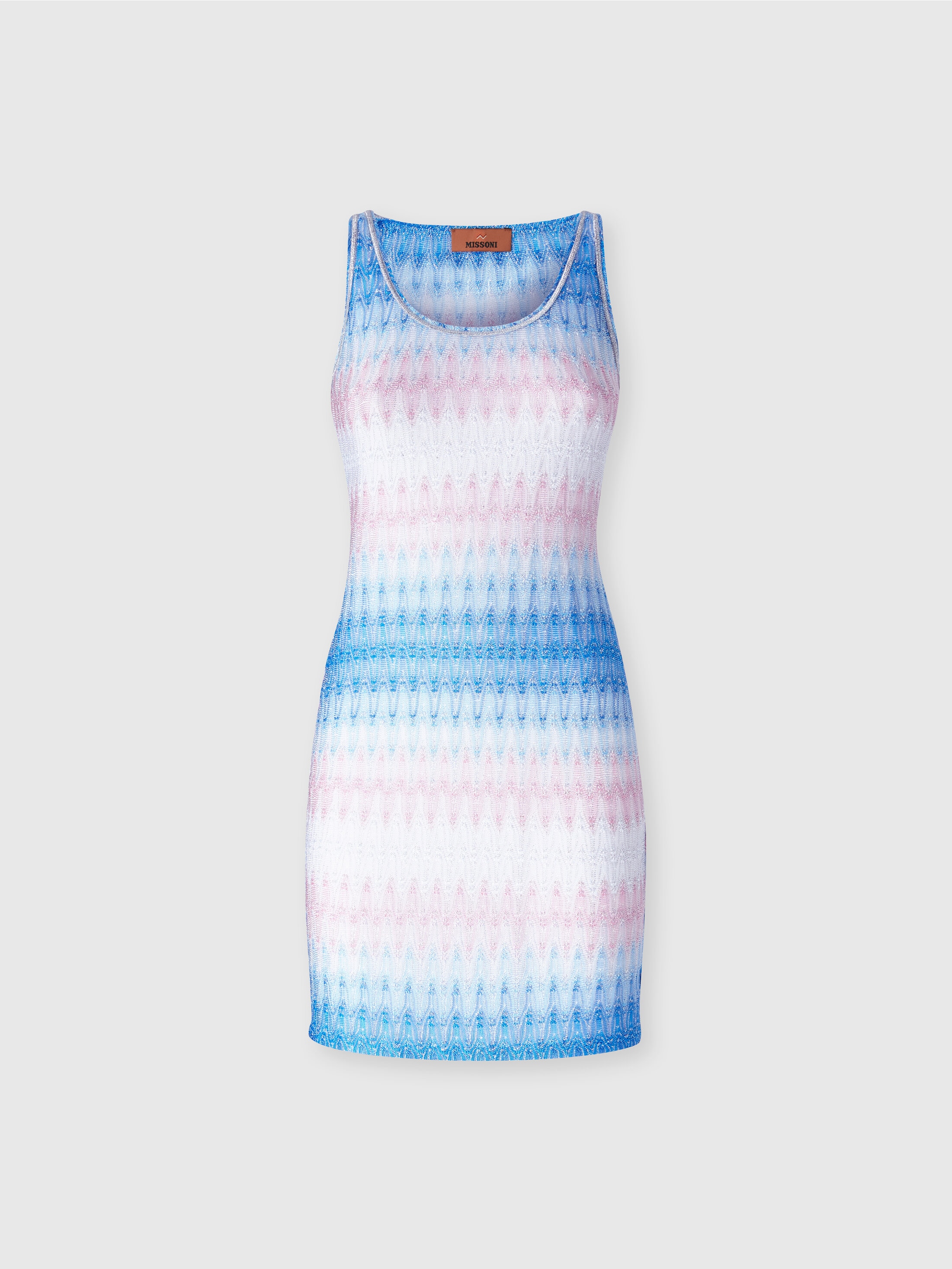 Short cover-up with halter neck and dégradé pattern Blue